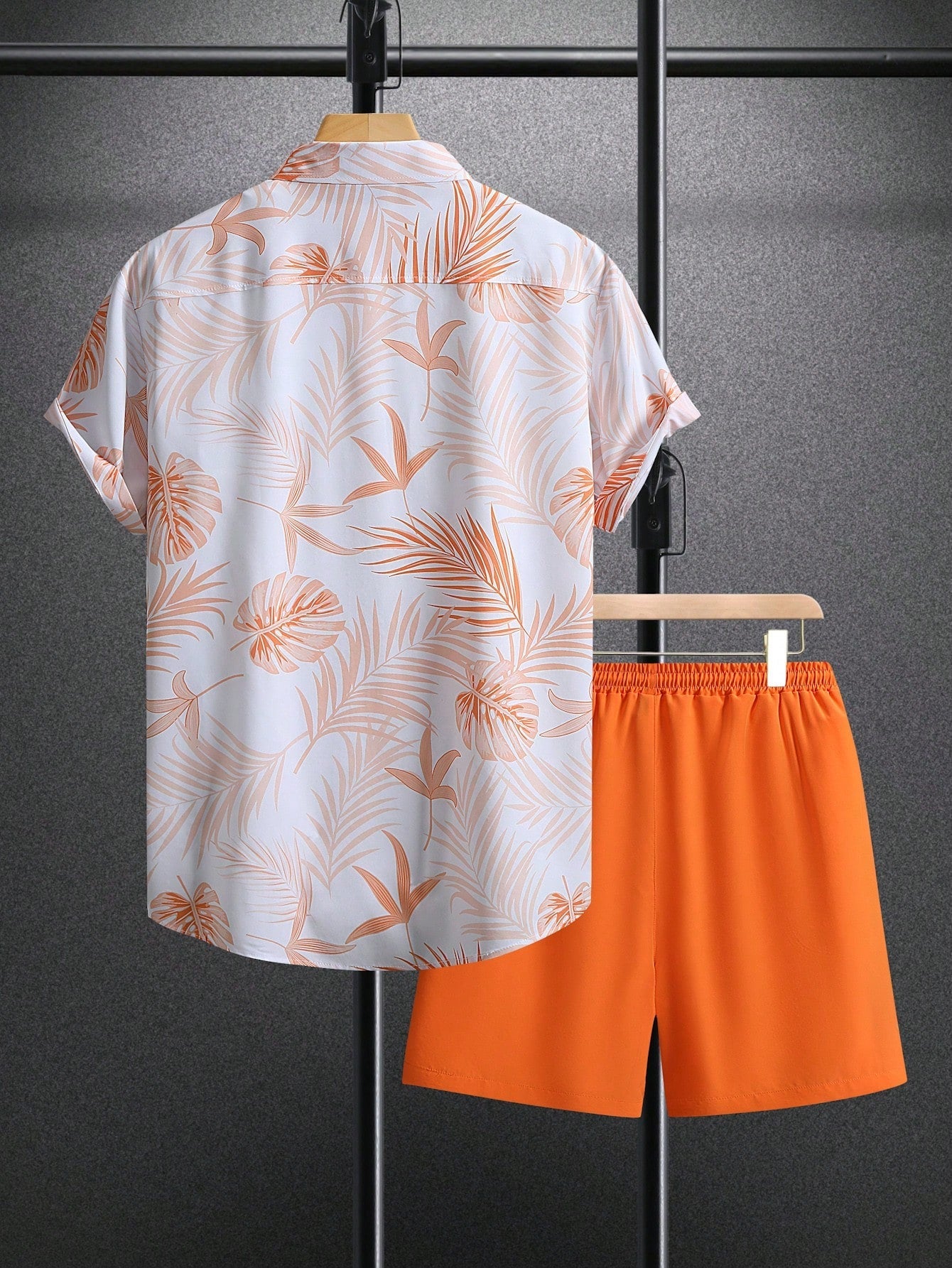 Conjunto Masculino Camisa Manga Curta Estampa Tropical E Shorts Casuais Conjunto Masculino Camisa Manga Curta Estampa