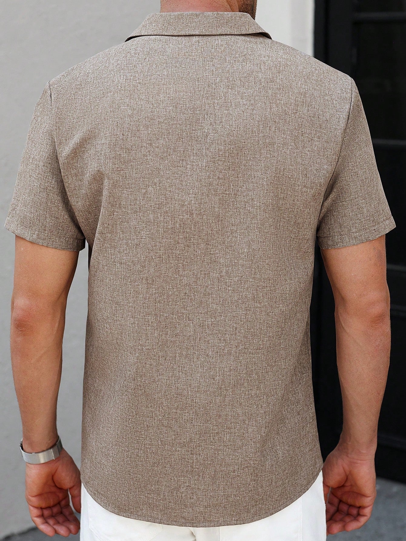 Camisa Masculina De Botão Pespontos Verticais Visual Clássico Camisa Masculina De Botão Pespontos Verticais Visual