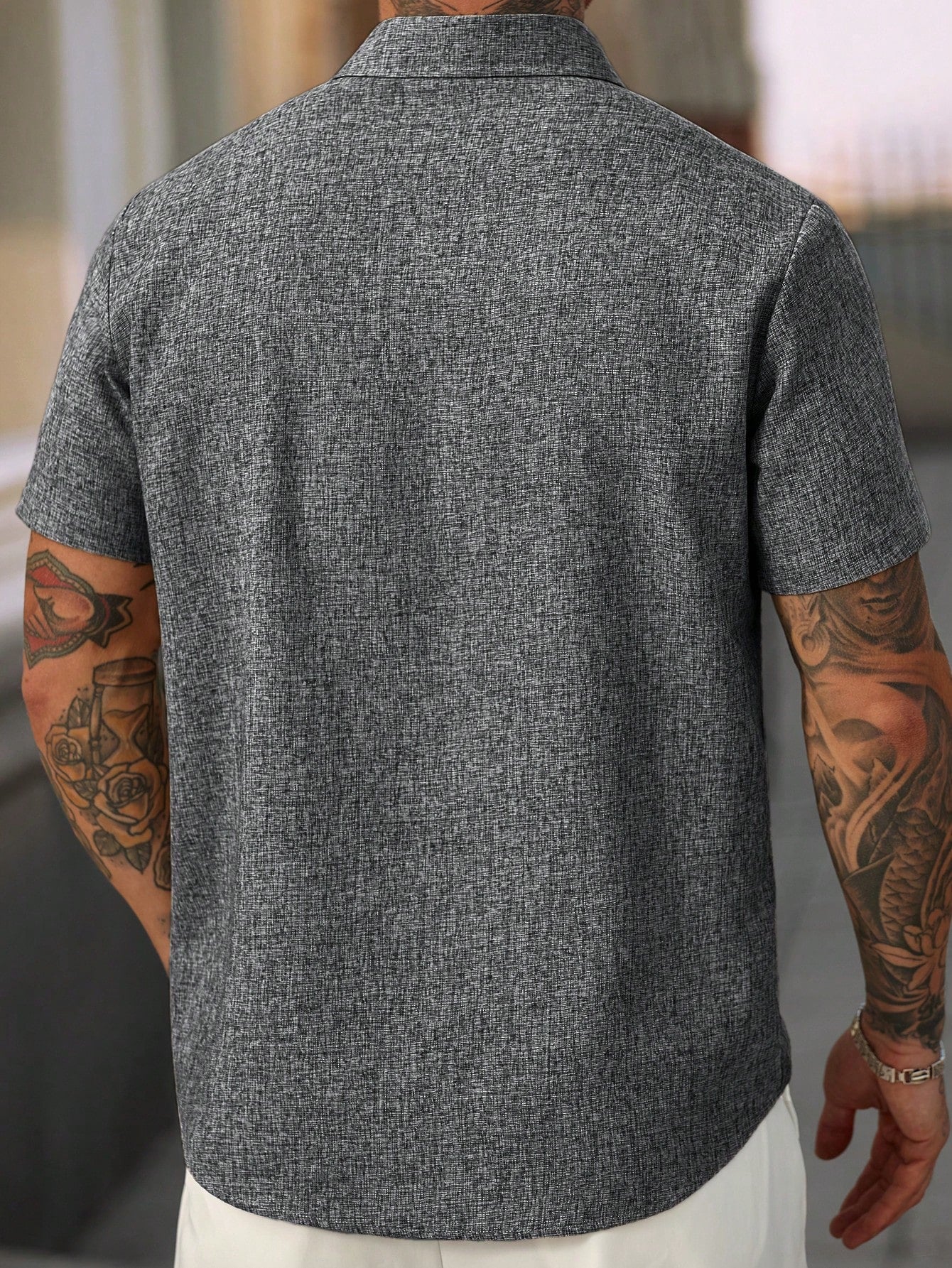 Camisa Masculina De Botão Estampa Texturizada Corte Slim Camisa Masculina De Botão Estampa Texturizada Corte Slim