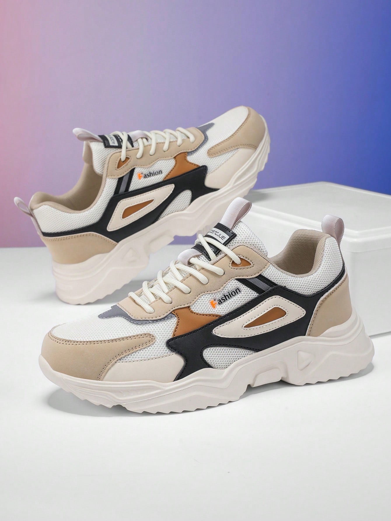 Tênis Masculino Chunky Casual Patchwork Confortável Versátil Tênis Masculino Chunky Casual Patchwork Confortável