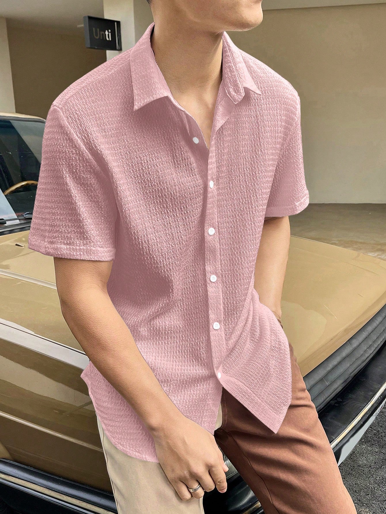 Camisa Masculina De Botão Tecido Elástico Textura Suave Camisa Masculina De Botão Tecido Elástico Textura Suave