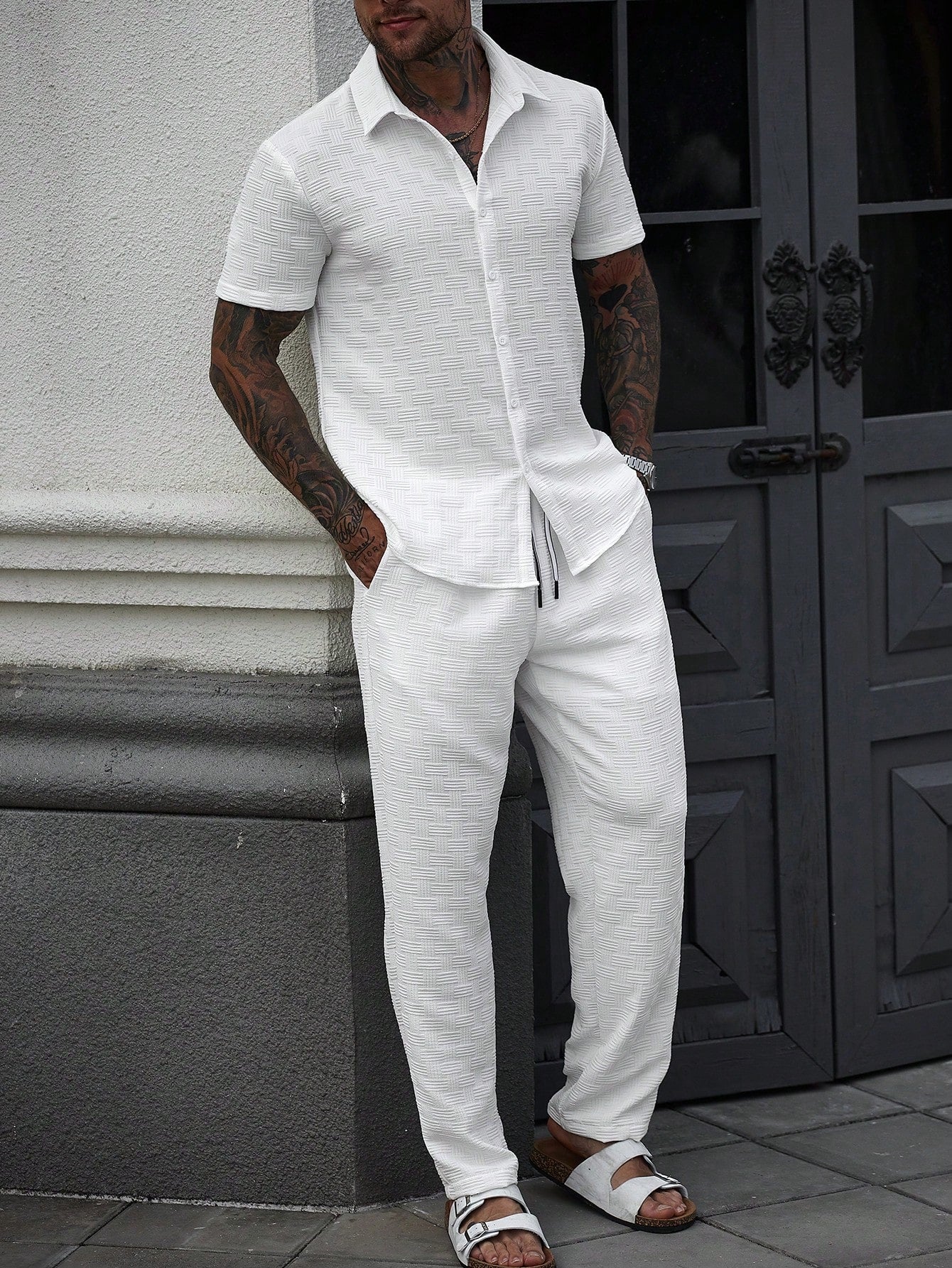 Conjunto Masculino Camisa Manga Curta E Calça Casual Leve Conjunto Masculino Camisa Manga Curta E Calça Casual Leve