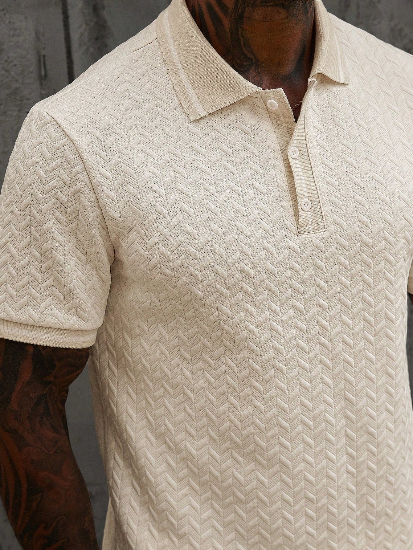 Conjunto Masculino Polo Jacquard Manga Curta E Shorts Casuais Conjunto Masculino Polo Jacquard Manga Curta E Shorts