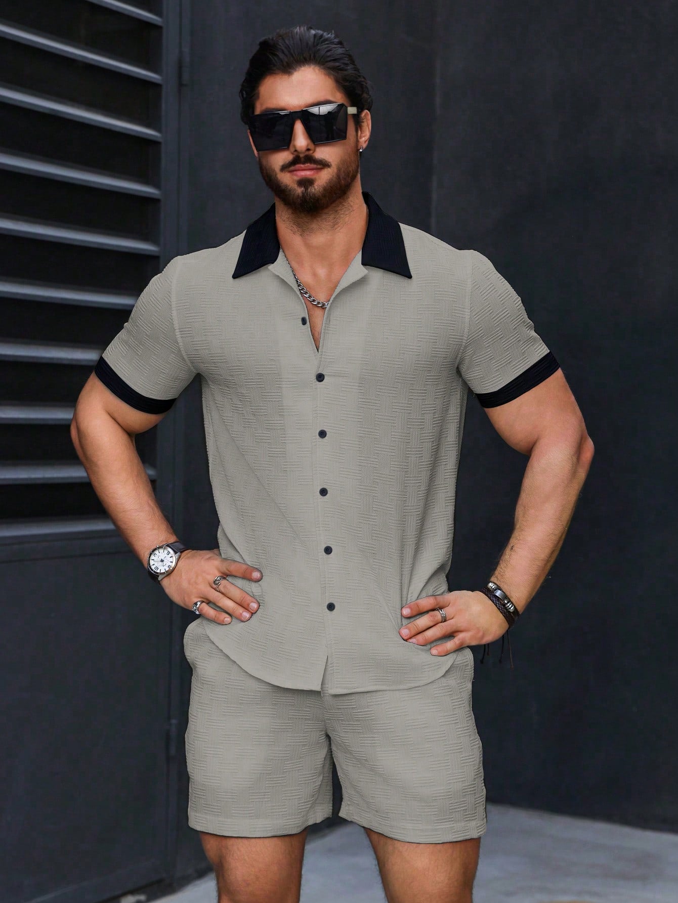 Conjunto Masculino Camisa Casual E Bermuda Tradicional Conjunto Masculino Camisa Casual E Bermuda Tradicional