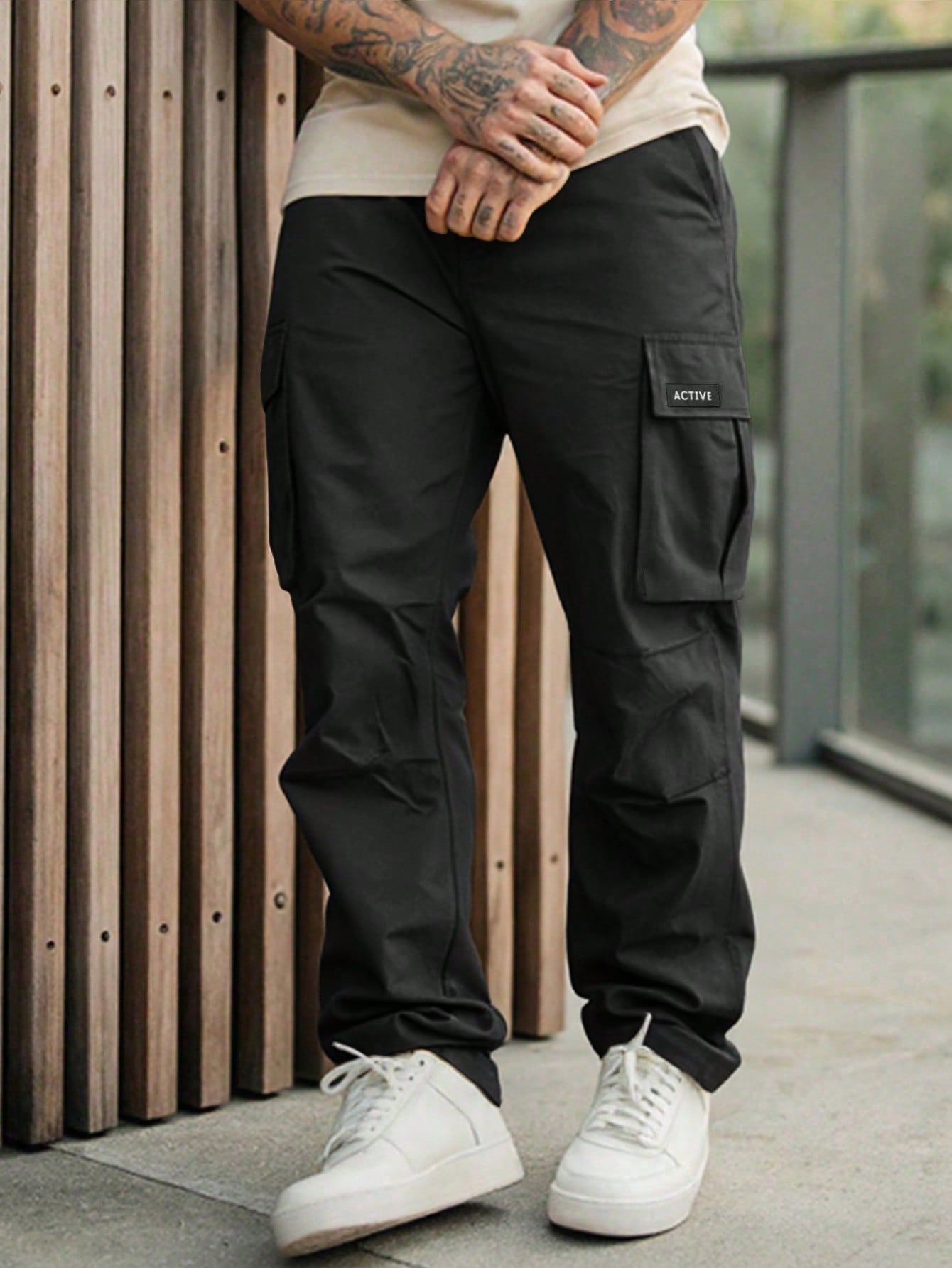 Calça Masculina Cargo Slim Com Bolsos Funcionais Calça Masculina Cargo Slim Com Bolsos Funcionais