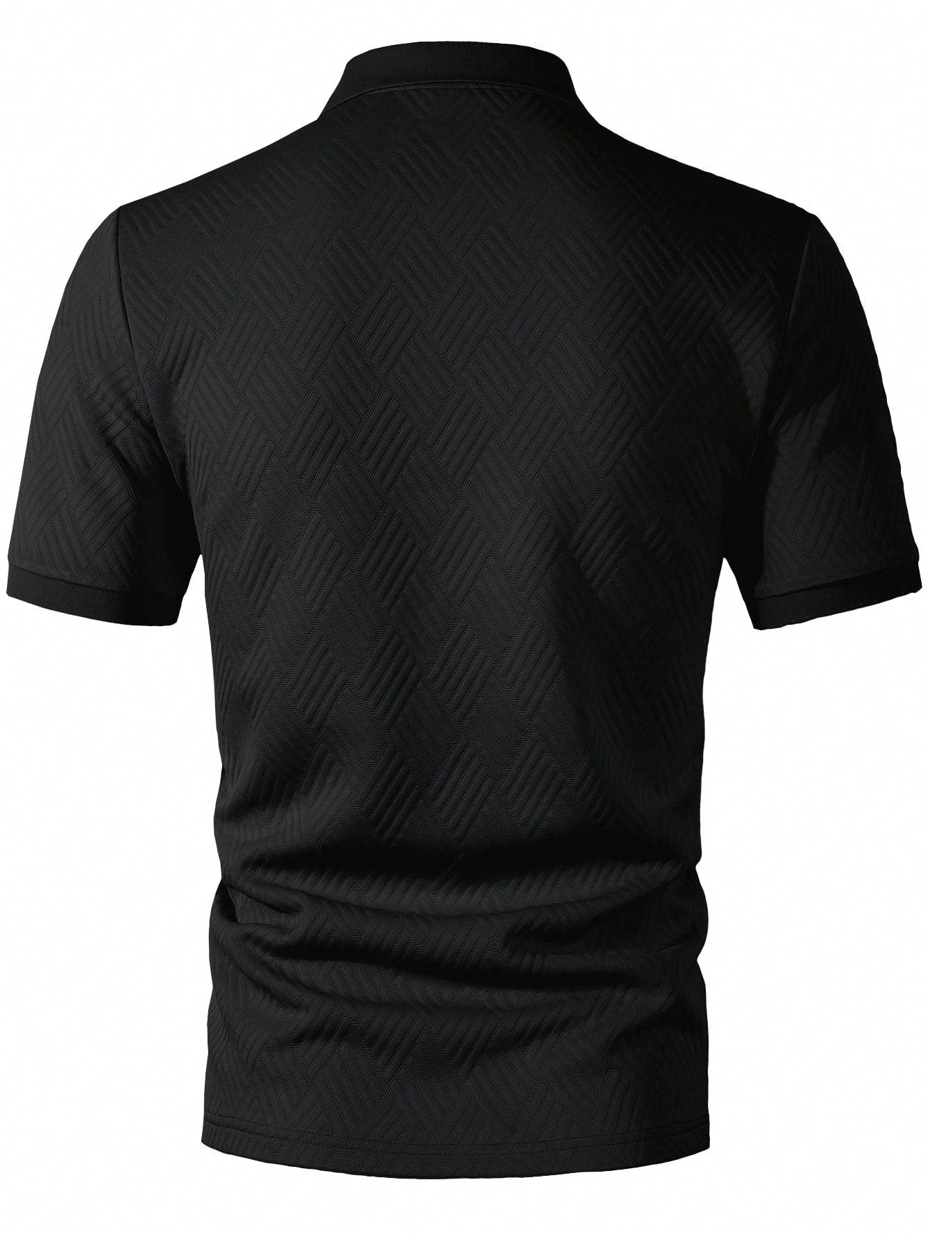 Camisa Polo Masculina Casual Estampa Texturizada Manga Curta Camisa Polo Masculina Casual Estampa Texturizada Manga