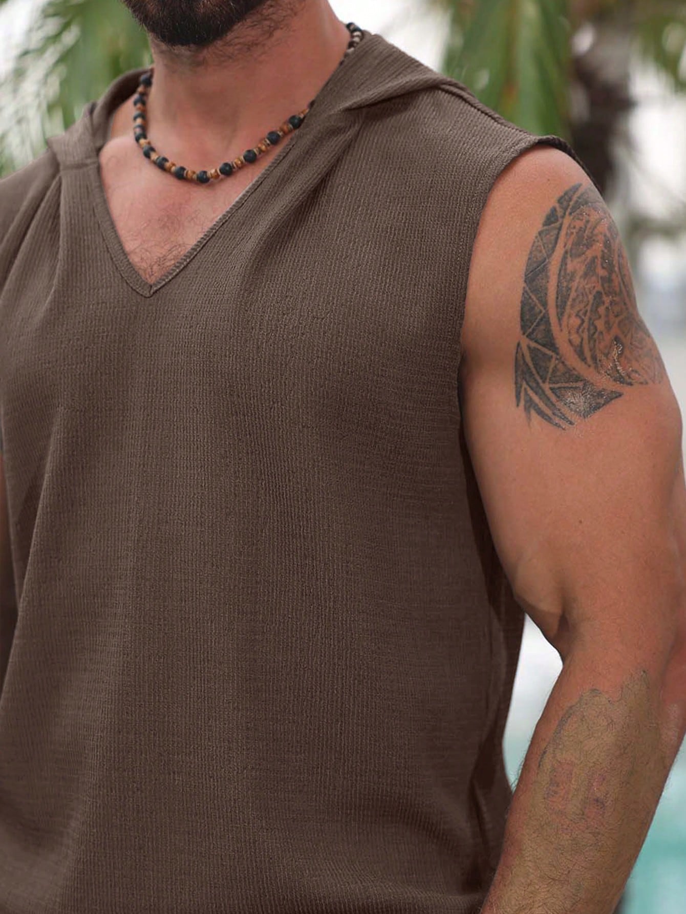 Camiseta Regata Masculina Casual Capuz Textura Diferenciada Camiseta Regata Masculina Casual Capuz Textura Diferenciada