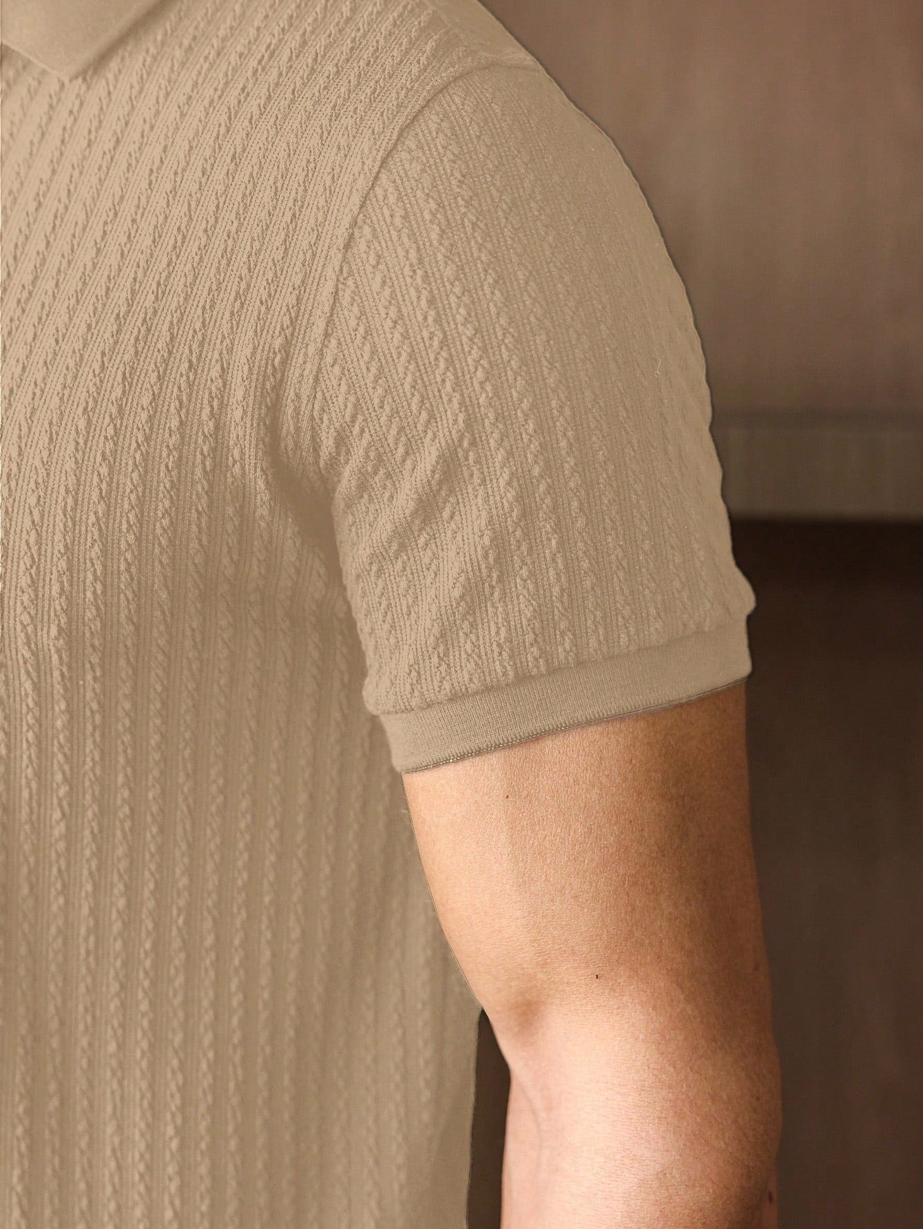 Camisa Polo Masculina Casual Textura Diferenciada Manga Curta Camisa Polo Masculina Casual Textura Diferenciada Manga