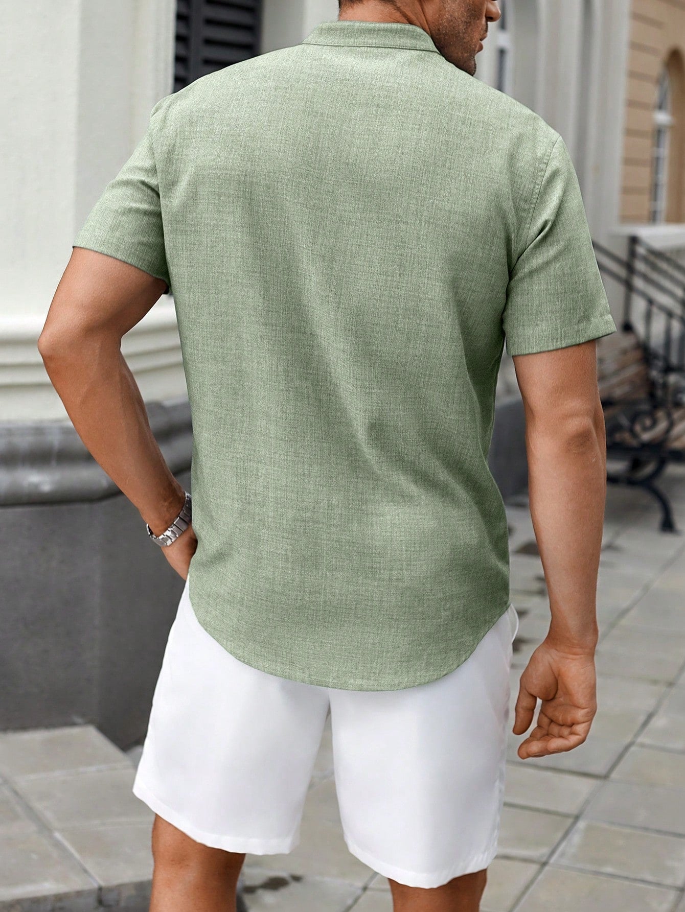 Conjunto Masculino Camisa Manga Curta E Shorts Com Bolso Conjunto Masculino Camisa Manga Curta E Shorts Com Bolso