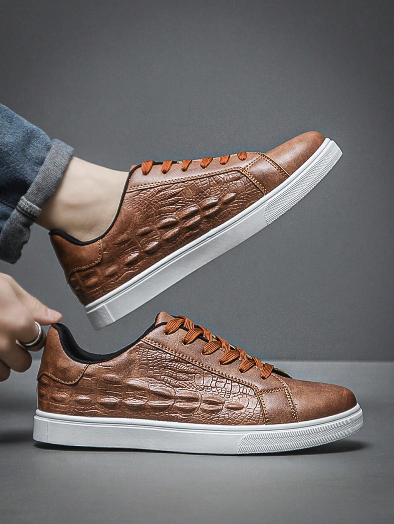 Tênis Masculino Skate Street Casual Versátil Antiderrapante Marrom / 36 Tênis Masculino Skate Street Casual Versátil