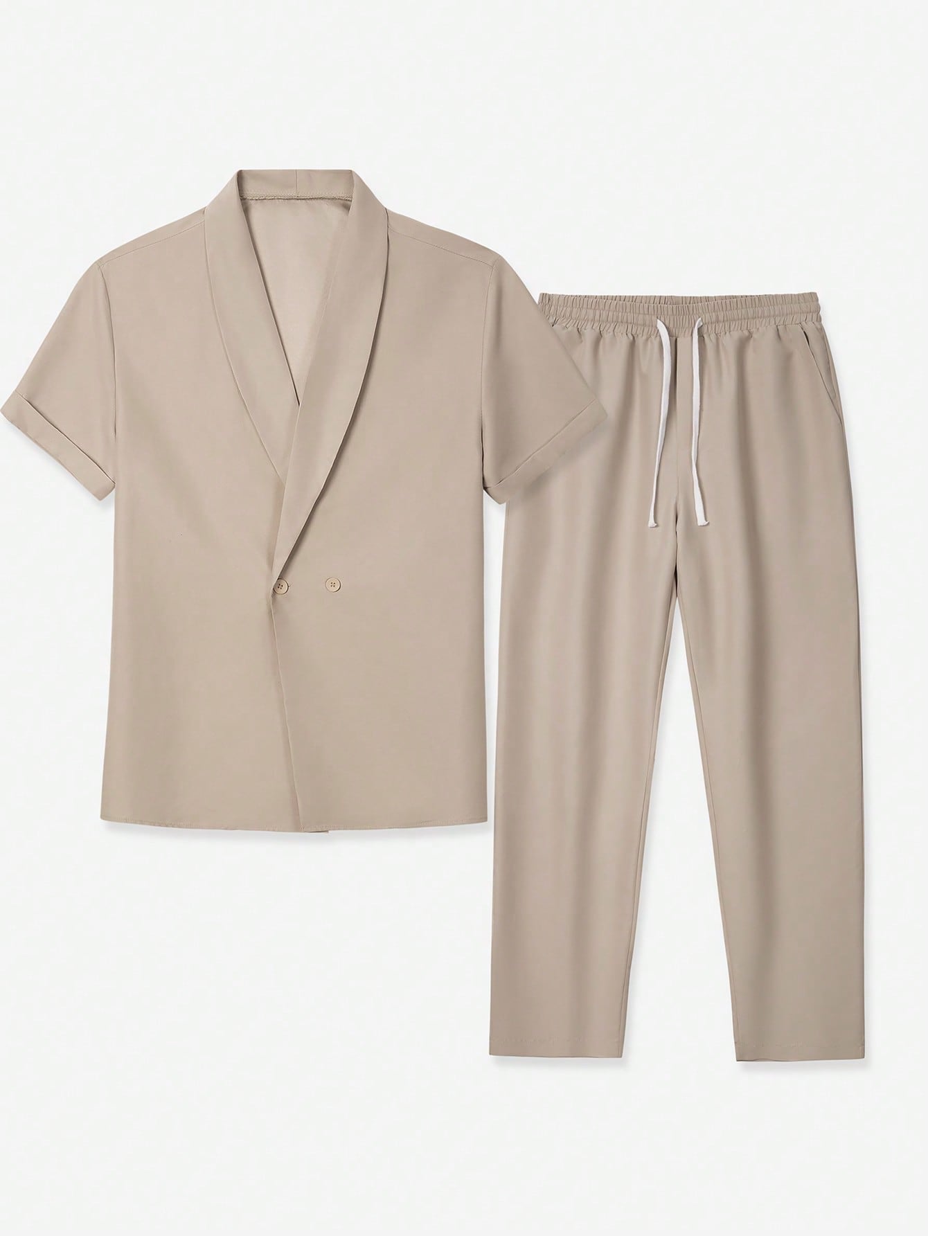 Conjunto Masculino Camisa Lisa Manga Curta E Calça Casual Conjunto Masculino Camisa Lisa Manga Curta E Calça Casual