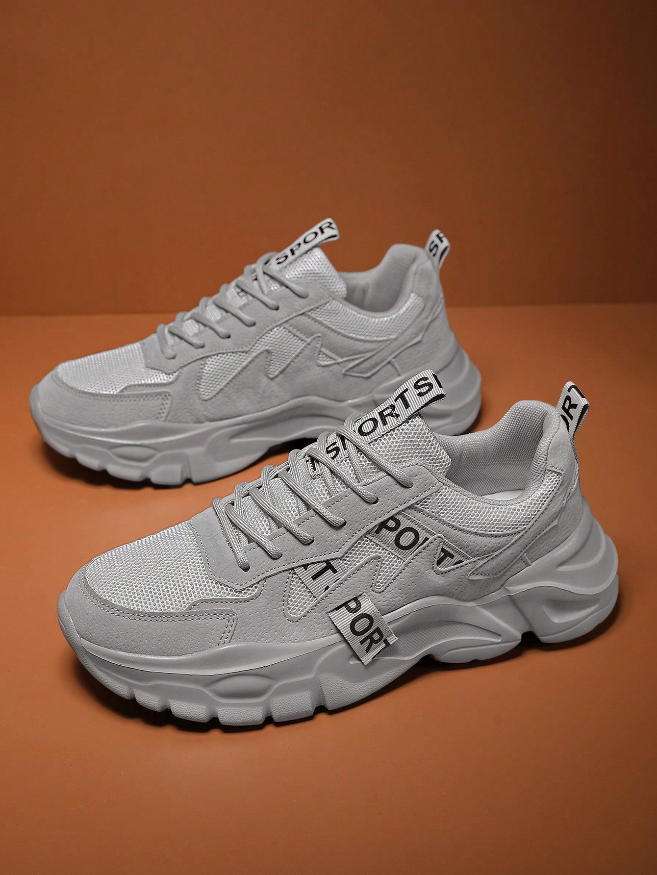 Tênis Masculino Chunky Minimalista Versátil Confortável Mesh Cinza / 36 Tênis Masculino Chunky Minimalista Versátil