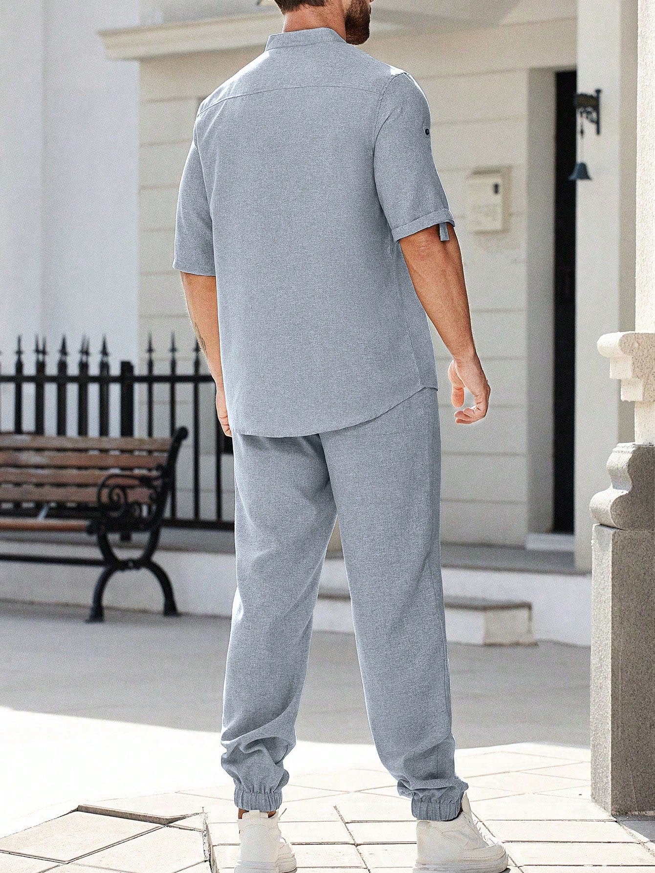 Conjunto Masculino Camisa Oversized E Calça Casual Minimalista Conjunto Masculino Camisa Oversized E Calça Casual