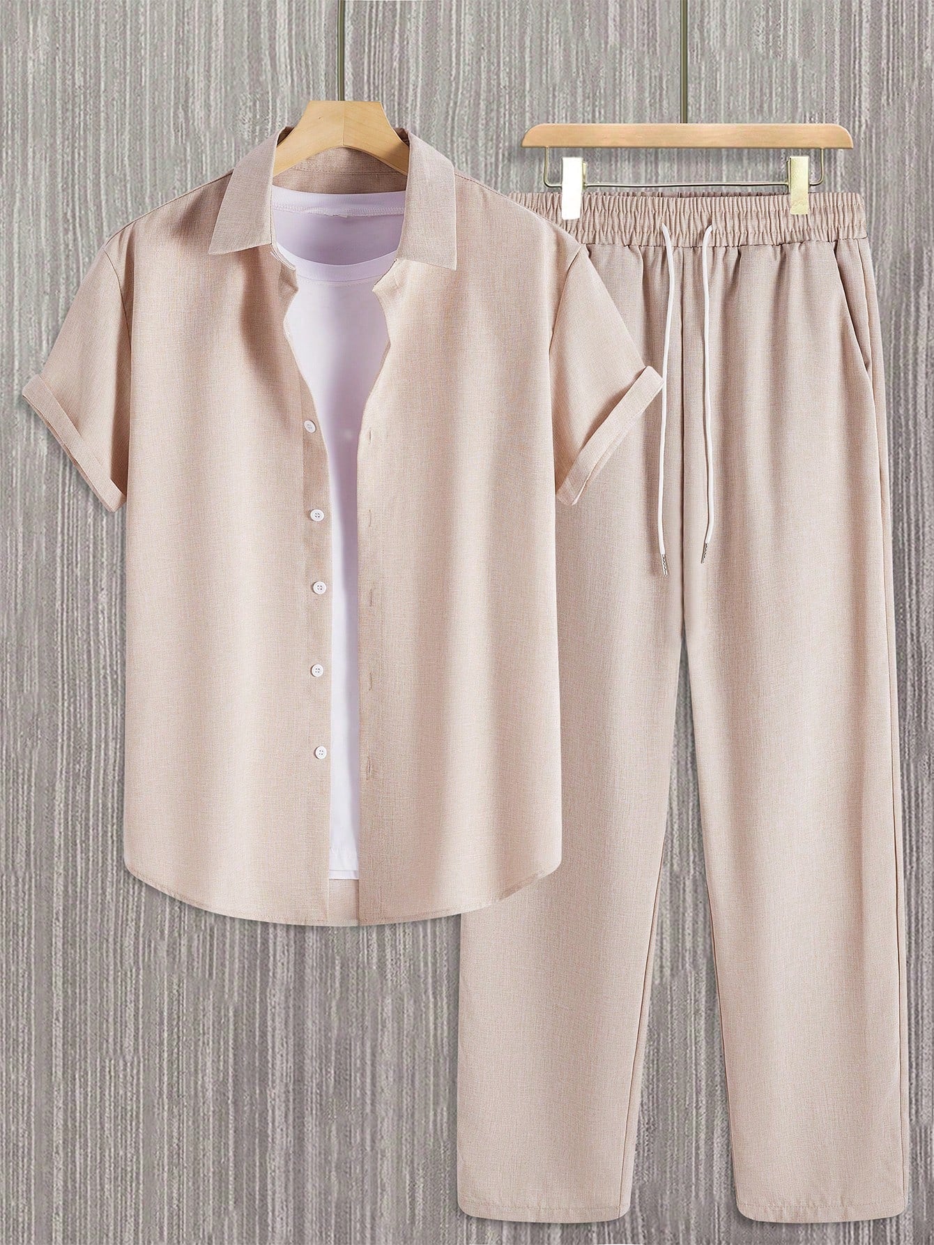 Conjunto Masculino Camisa Manga Curta E Calça Leve Casual Conjunto Masculino Camisa Manga Curta E Calça Leve Casual