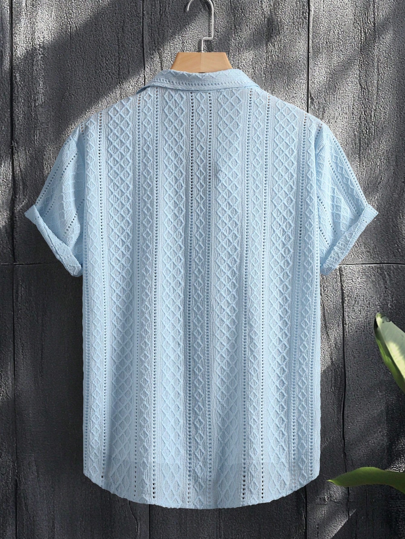 Camisa Masculina De Botão Textura Geométrica Camisa Masculina De Botão Textura Geométrica