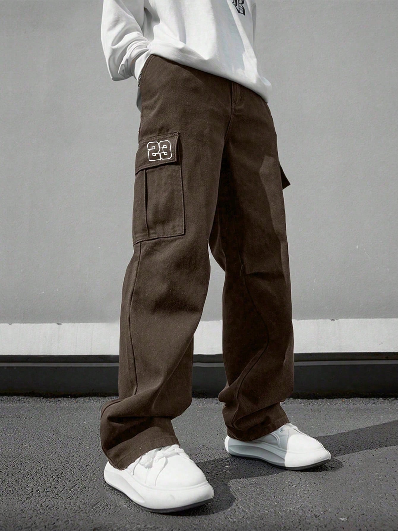 Calça Masculina Cargo Wide Leg Com Patch Bordado Calça Masculina Cargo Wide Leg Com Patch Bordado