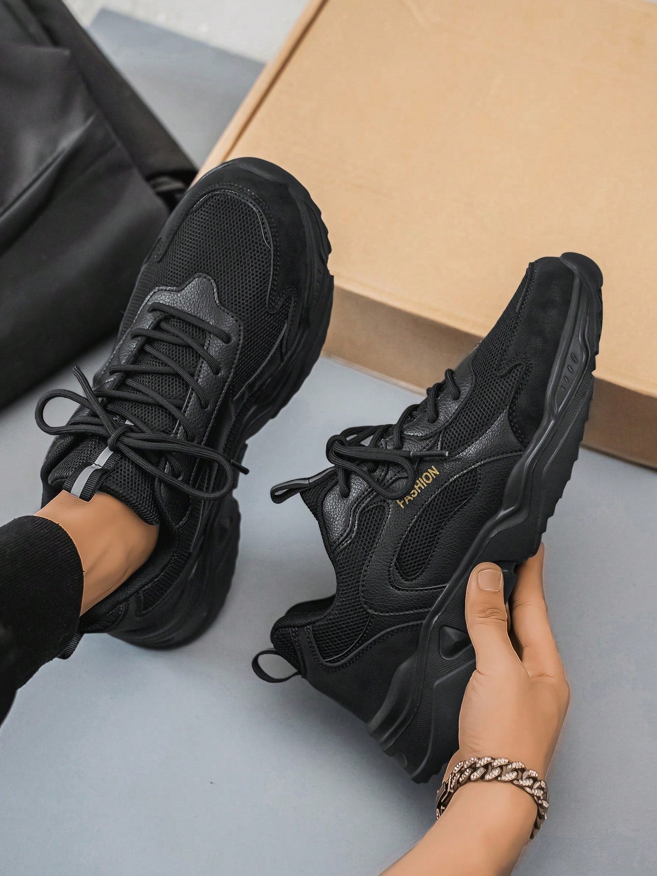 Tênis Masculino Chunky Baixo Personalizado Solado Anatômico Versátil Preto / 36 Tênis Masculino Chunky Baixo