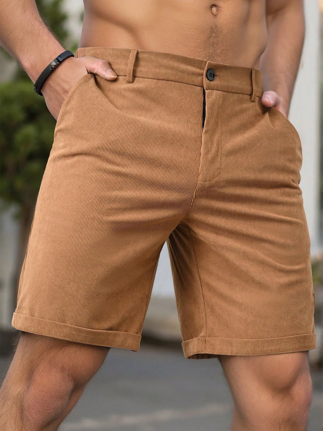 Bermuda Masculina Casual Em Sarja Com Estilo Versátil Bermuda Masculina Casual Em Sarja Com Estilo Versátil