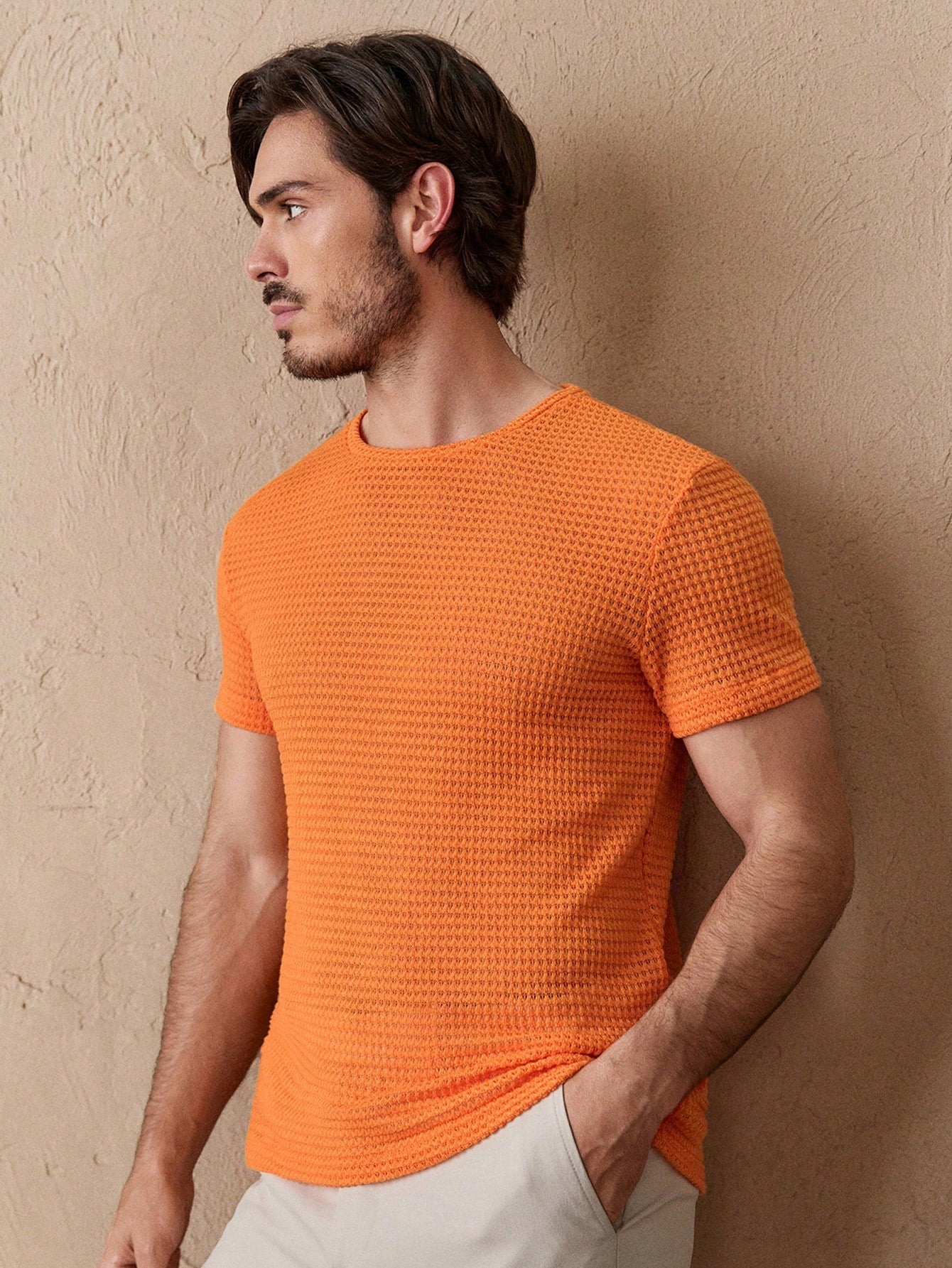 Camisa Masculina Slim Textura Elegante Moderna Camisa Masculina Slim Textura Elegante Moderna