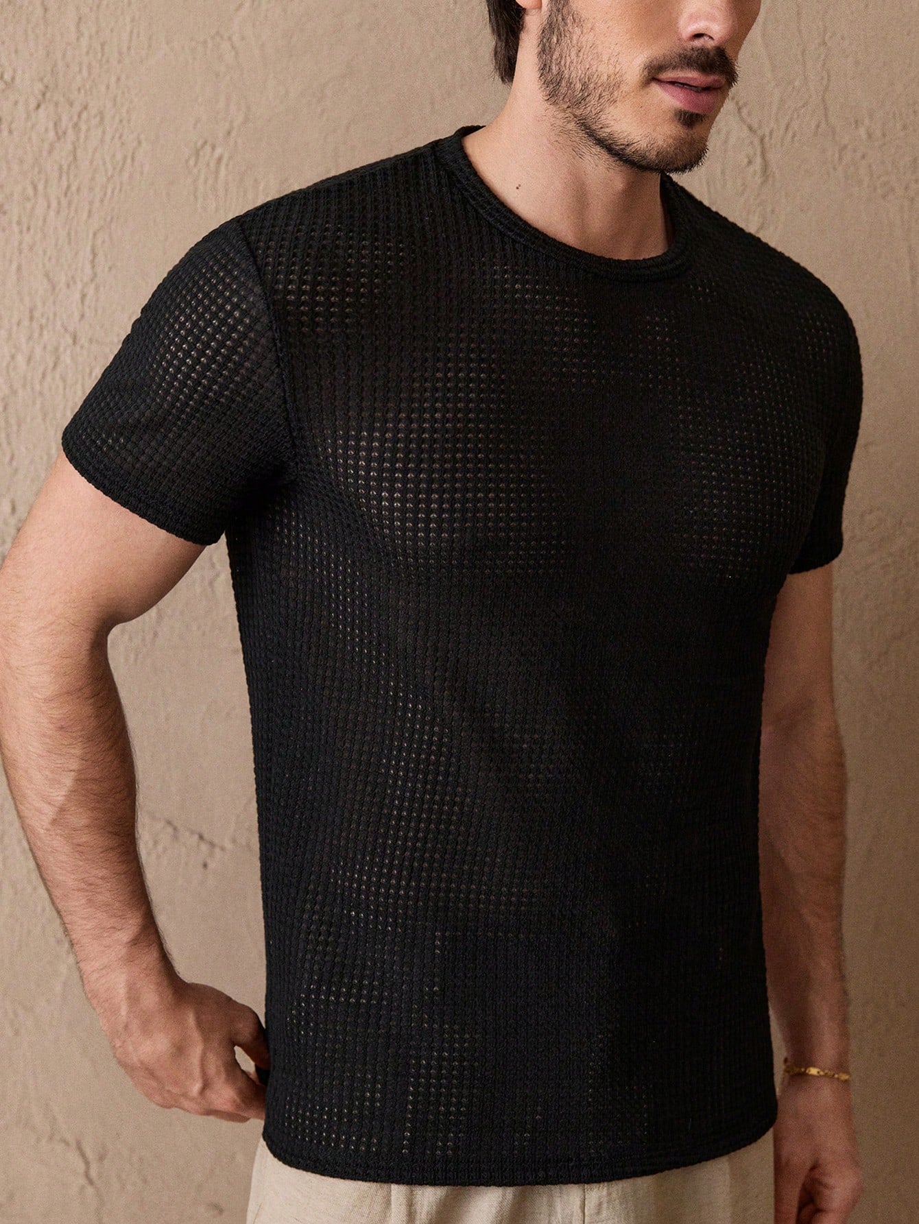 Camisa Masculina Slim Textura Elegante Moderna Camisa Masculina Slim Textura Elegante Moderna