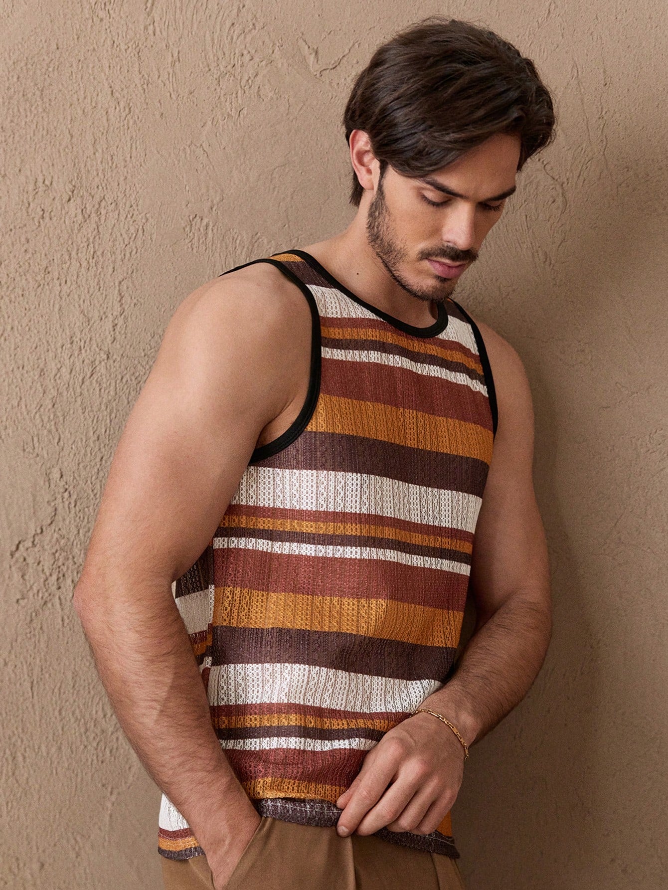 Camiseta Regata Masculina Estampa Listrada Design Colorido Camiseta Regata Masculina Estampa Listrada Design Colorido