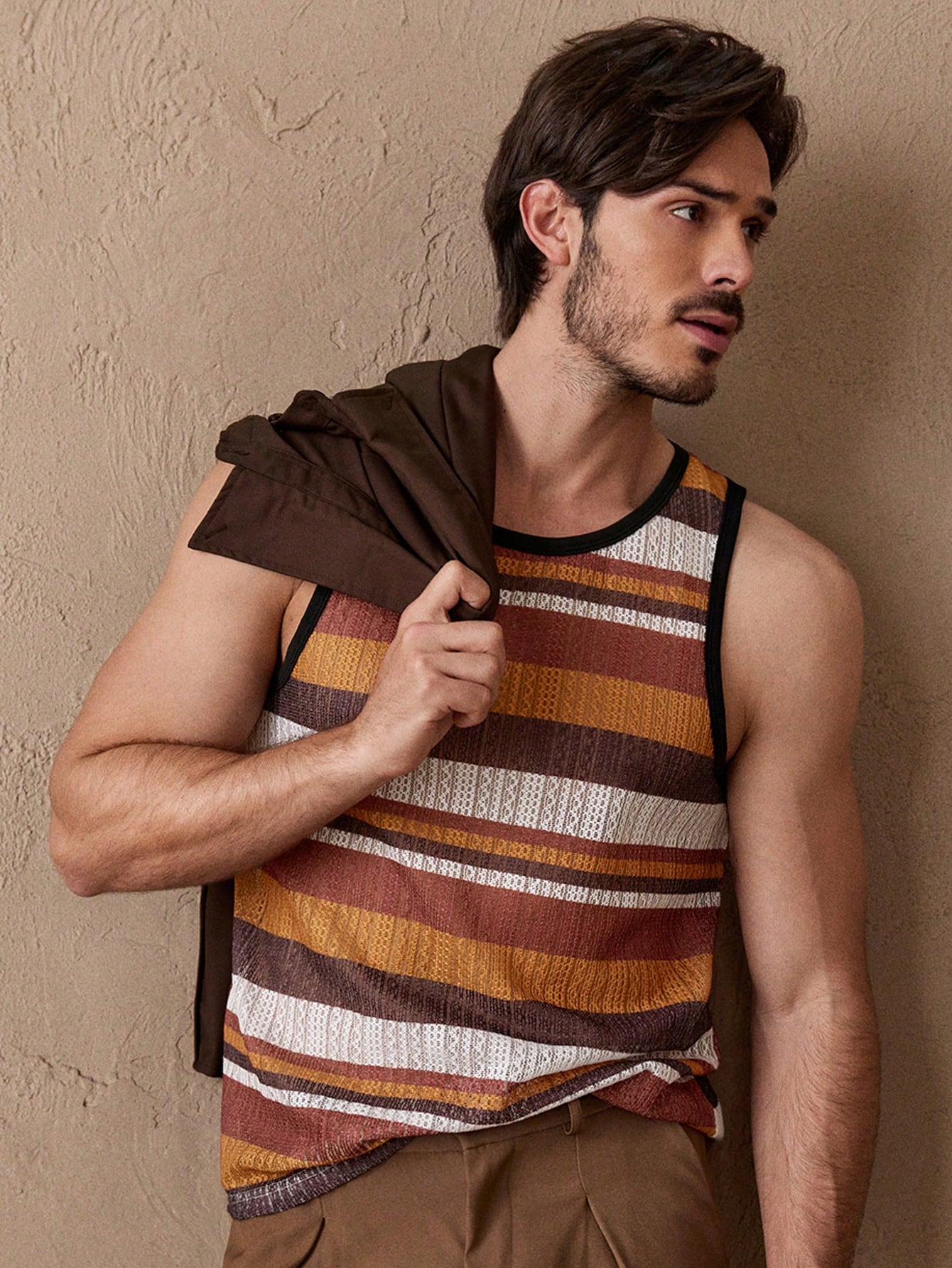 Camiseta Regata Masculina Estampa Listrada Design Colorido Camiseta Regata Masculina Estampa Listrada Design Colorido