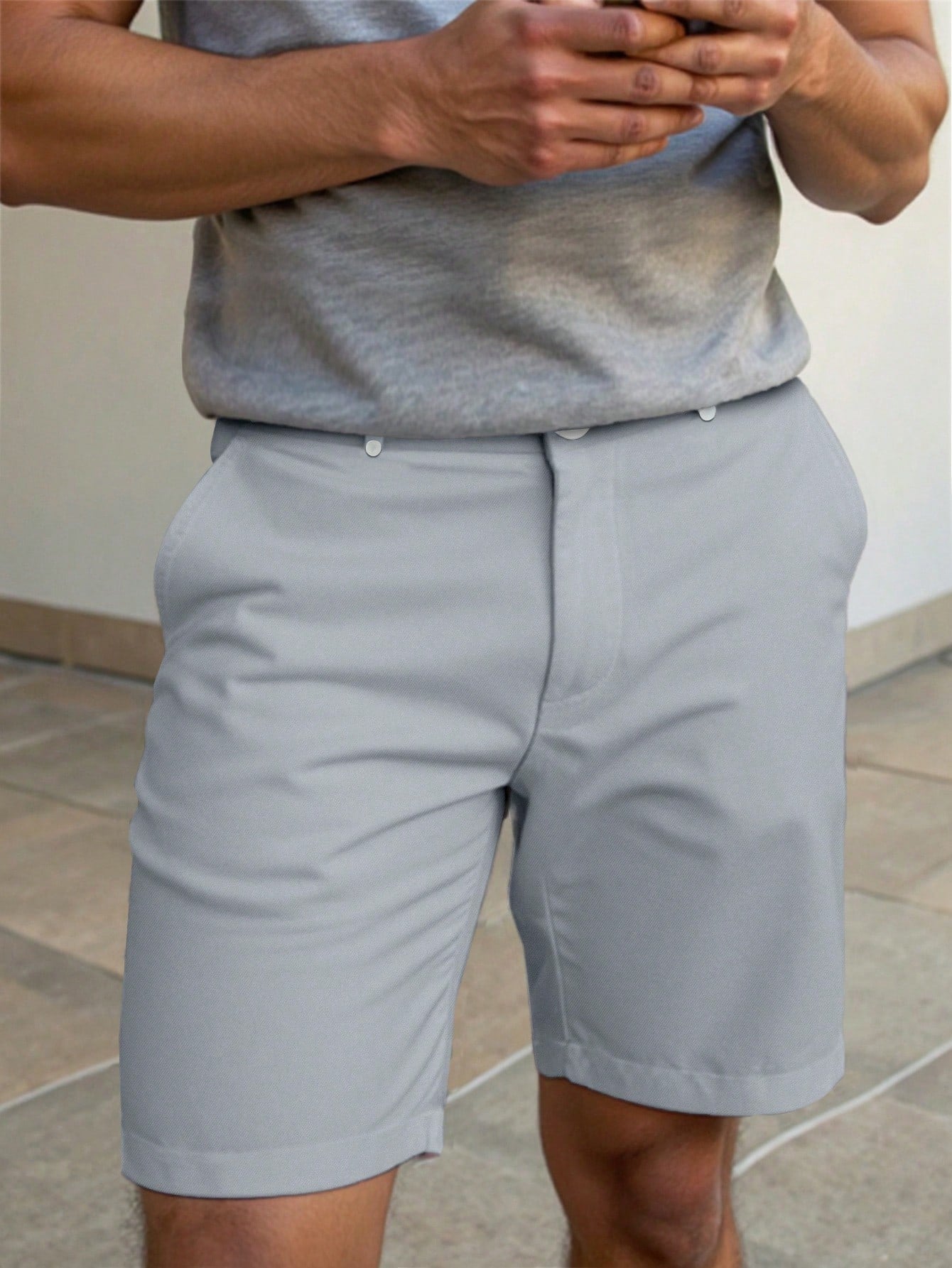 Shorts Masculino Cargo Casual Com Bolsos Funcionais Cinza / PP Shorts Masculino Cargo Casual Com Bolsos Funcionais