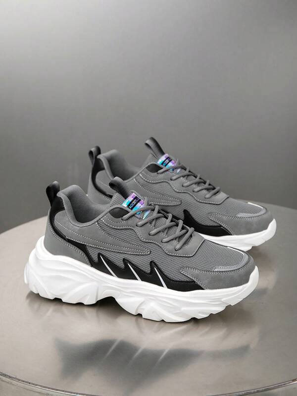 Tênis Masculino Chunky Casual Respirável Leve Confortável Cinza / 36 Tênis Masculino Chunky Casual Respirável Leve