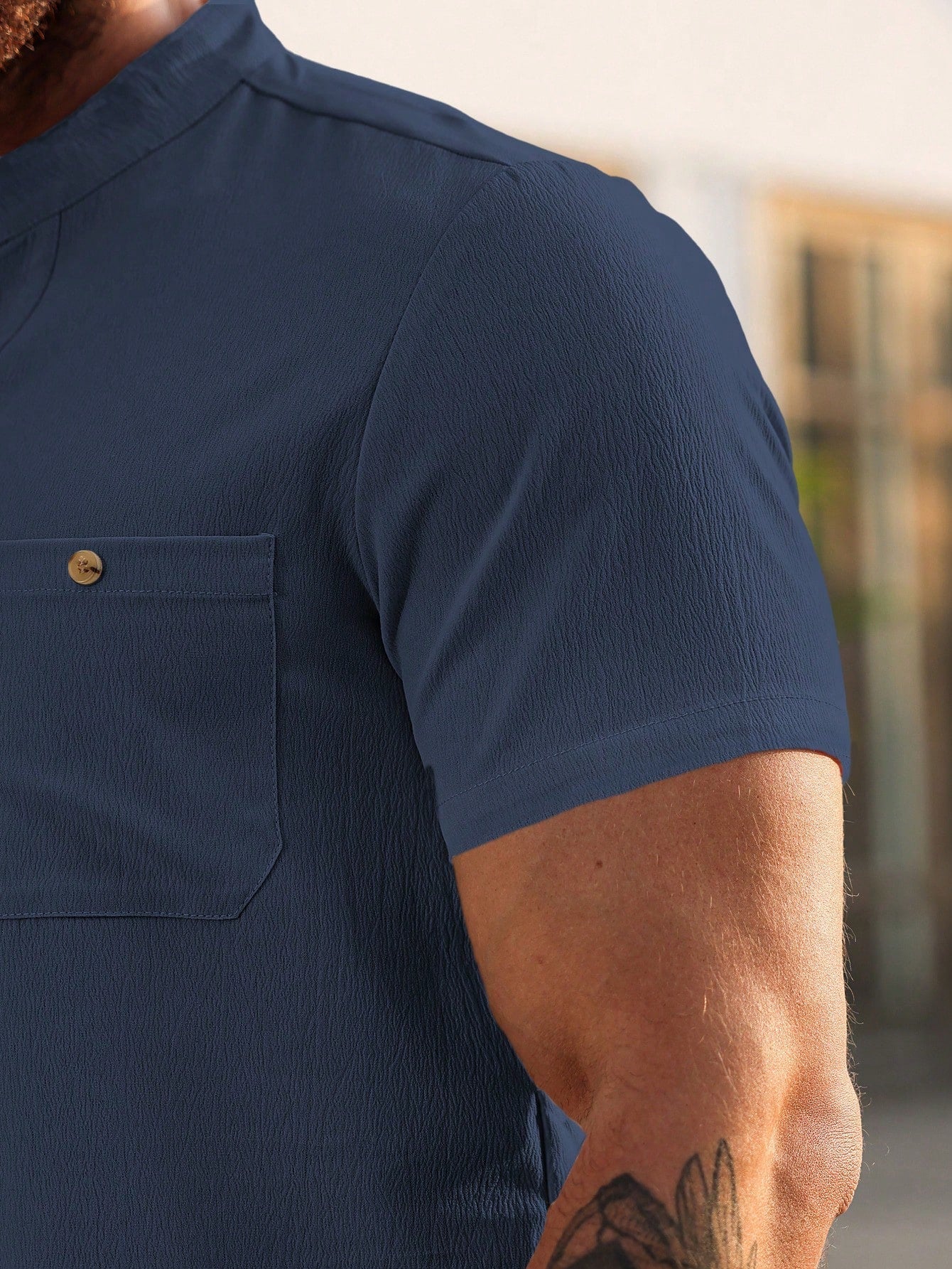 Conjunto Masculino Camisa Com Bolso E Shorts Estilo Casual Conjunto Masculino Camisa Com Bolso E Shorts Estilo Casual