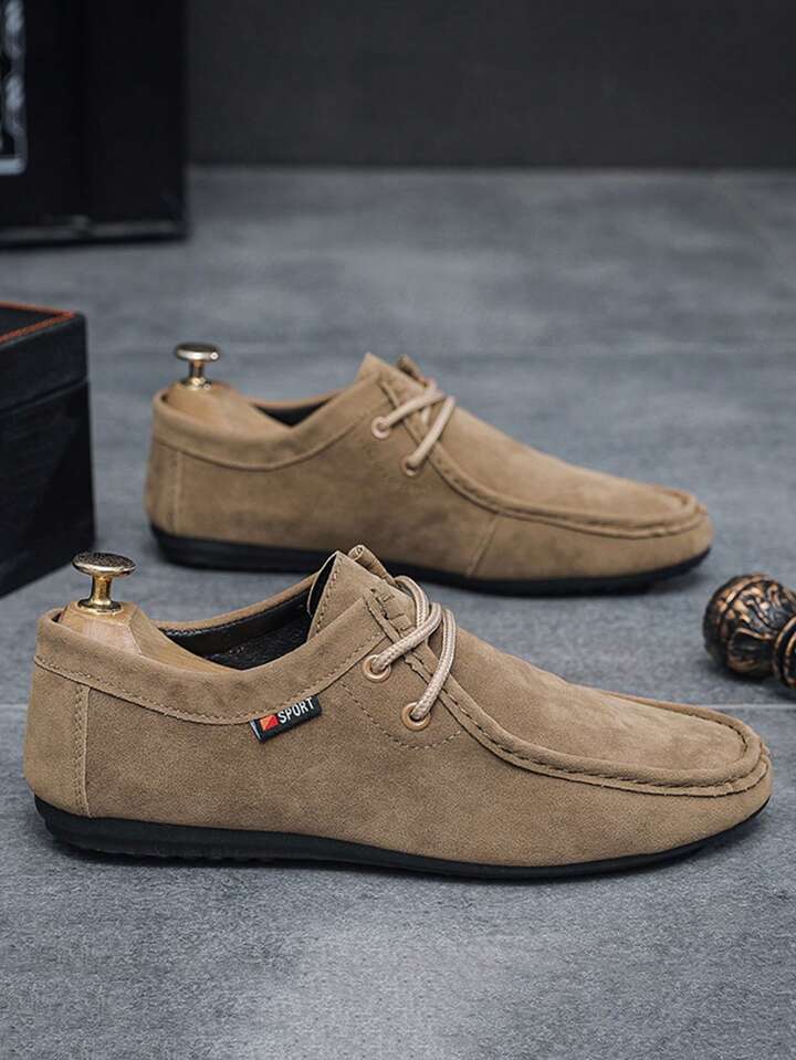 Tênis Masculino Casual Camurça Cadarço Solado Antiderrapante Marrom Claro / 36 Tênis Masculino Casual Camurça Cadarço