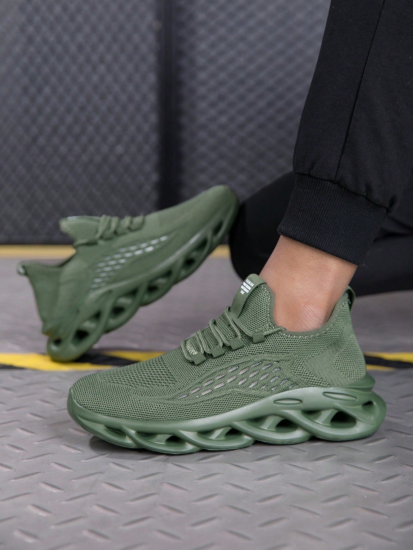 Tênis Masculino Chunky Casual Leve Respirável Solado Herringbone Verde Militar / 36 Tênis Masculino Chunky Casual Leve