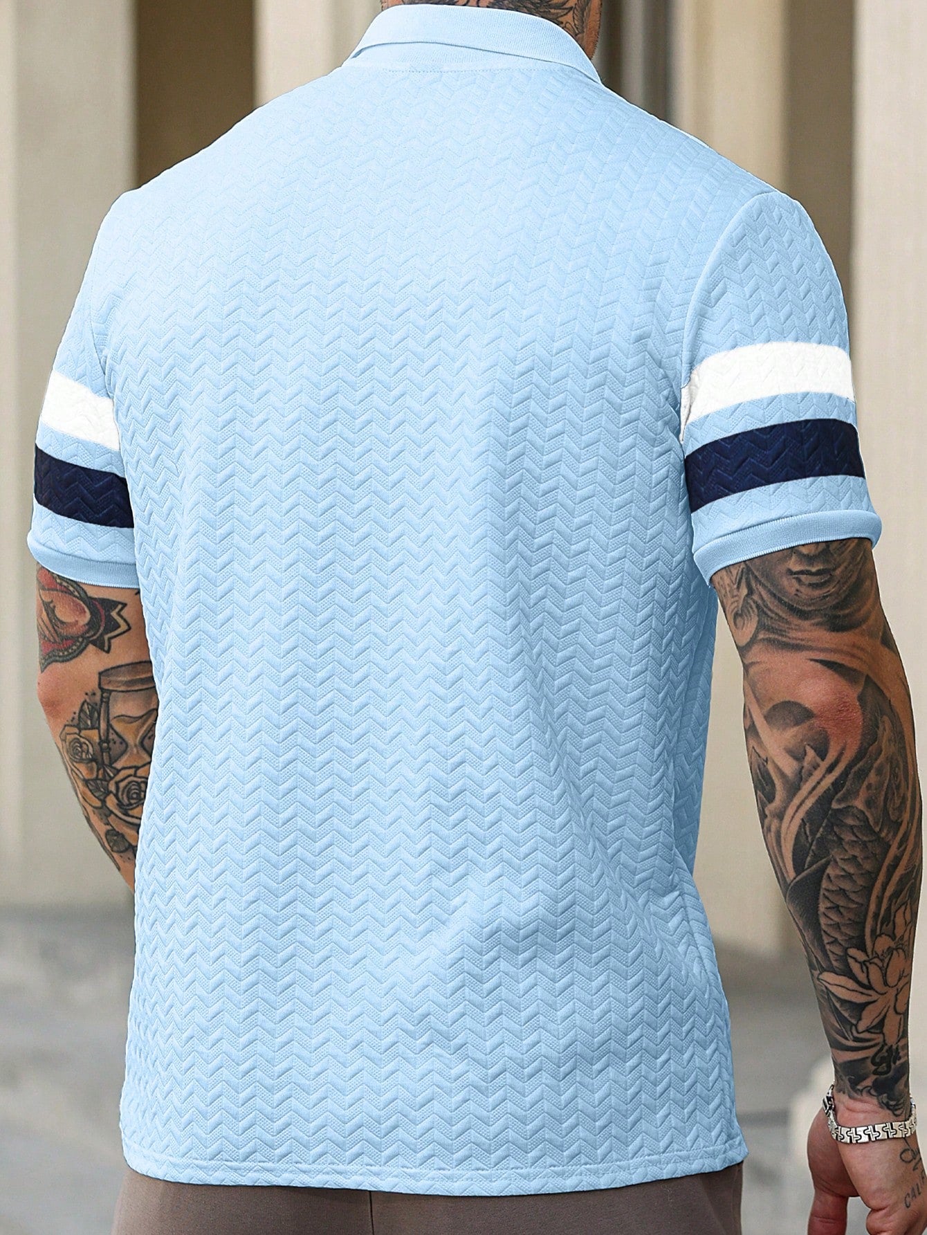 Camisa Polo Masculina Texturizada Listras Visual Atemporal Camisa Polo Masculina Texturizada Listras Visual Atemporal