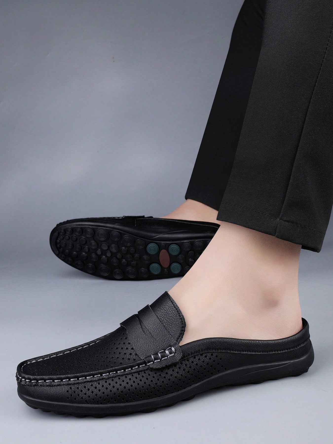 Mocassim Masculino Mule Perfurado Solado Confortável Preto / 36 Mocassim Masculino Mule Perfurado Solado Confortável