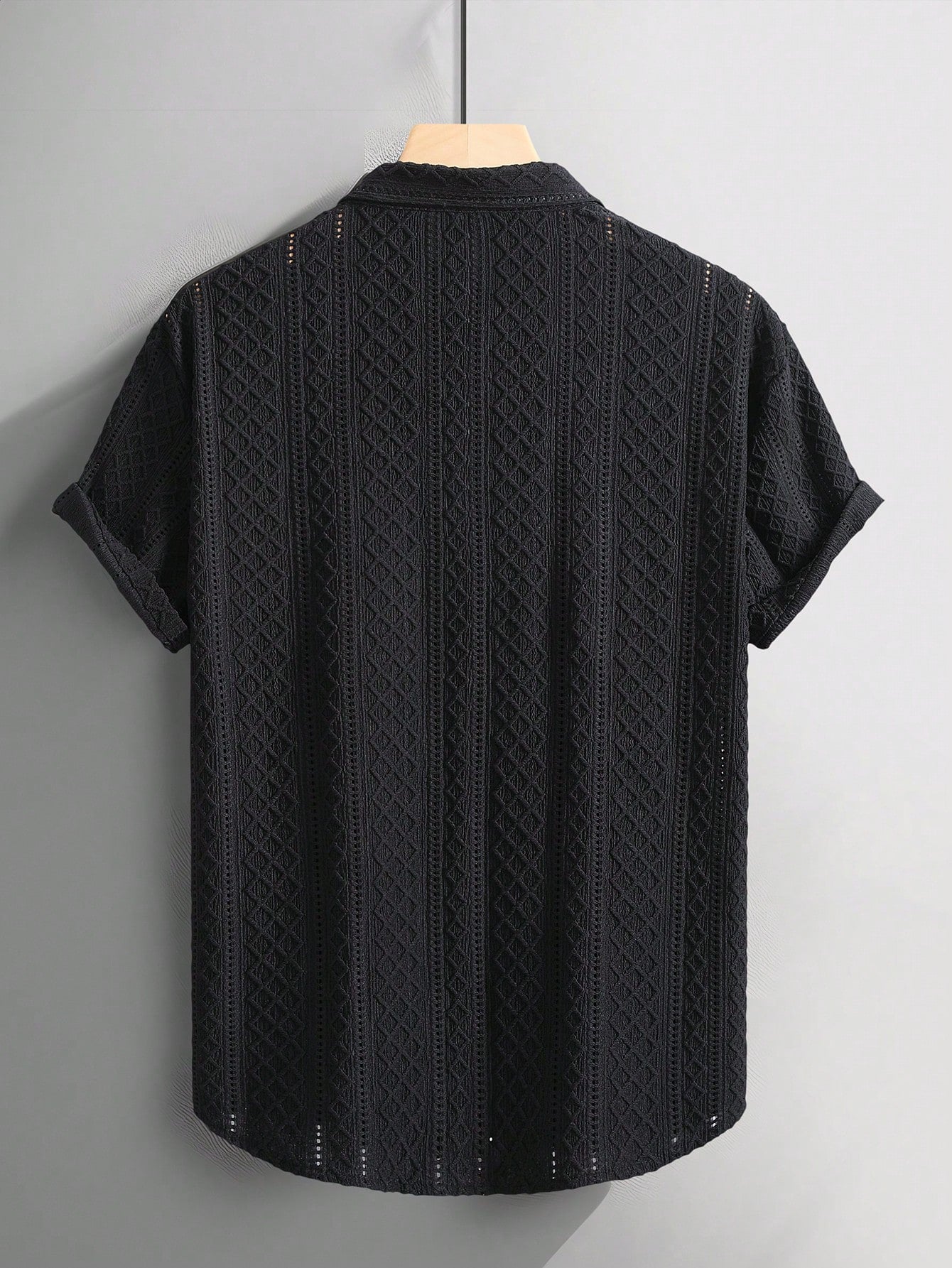 Camisa Masculina De Botão Textura Geométrica Camisa Masculina De Botão Textura Geométrica