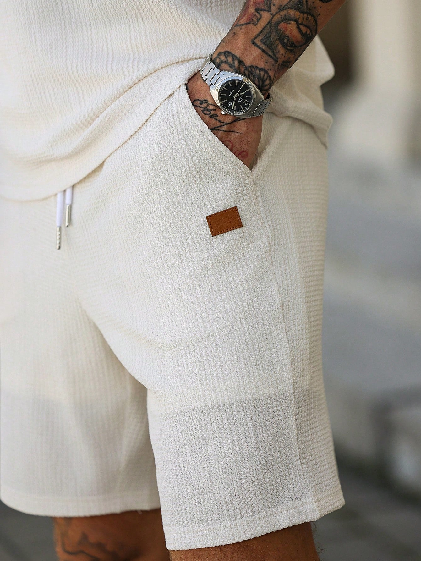 Conjunto Masculino Polo Jacquard E Shorts Cós Ajustável Conjunto Masculino Polo Jacquard E Shorts Cós Ajustável