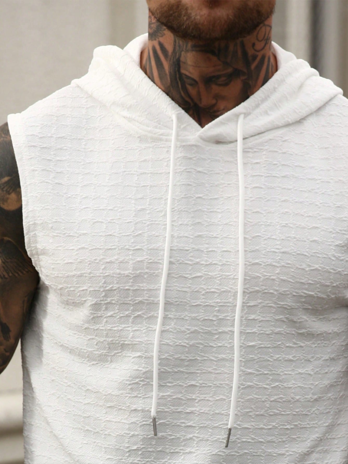 Conjunto Masculino Regata Jacquard Com Capuz E Shorts Casuais Conjunto Masculino Regata Jacquard Com Capuz E Shorts