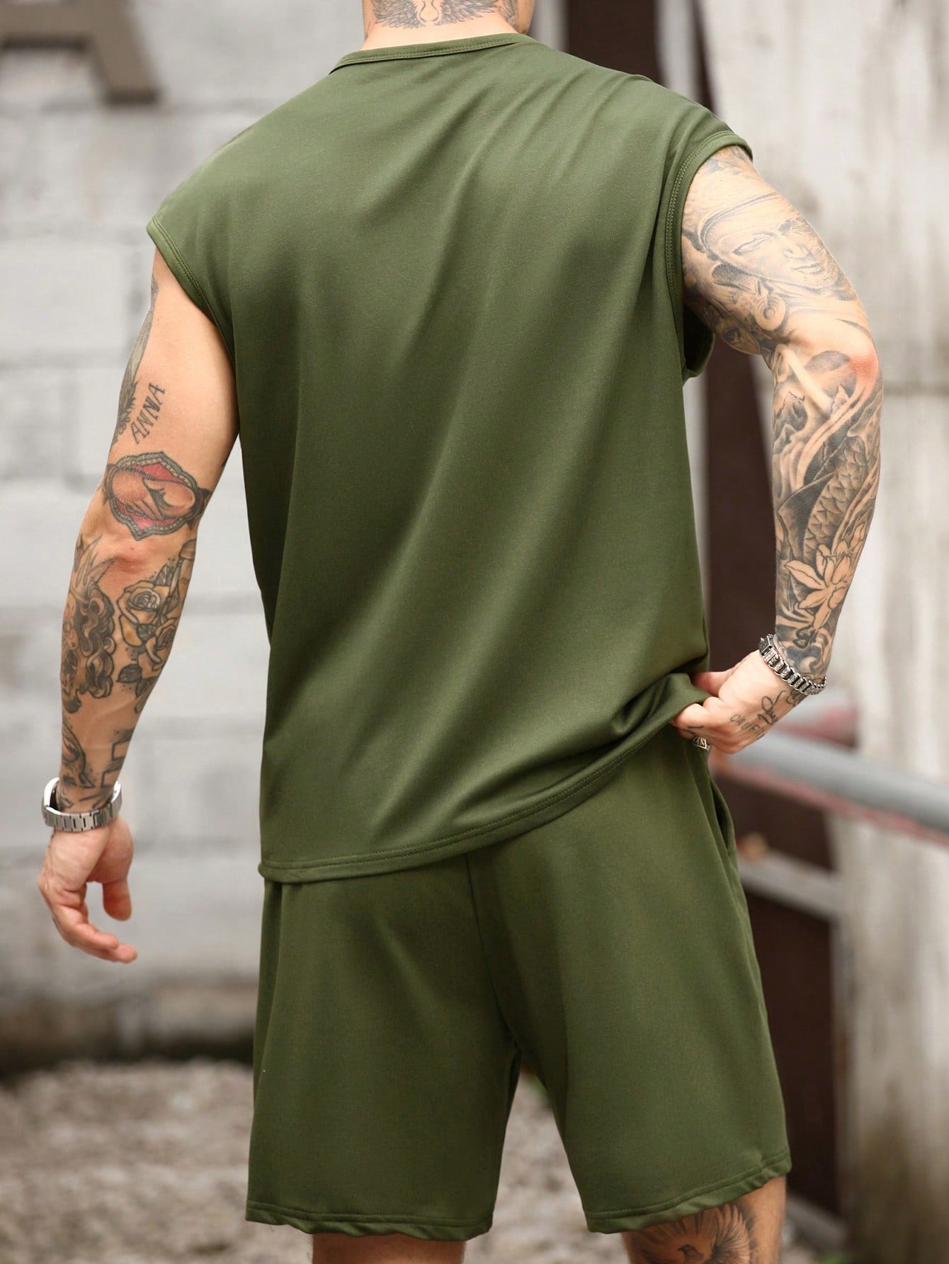 Conjunto Masculino Regata Esportiva Jacquard E Shorts Casuais Conjunto Masculino Regata Esportiva Jacquard E Shorts