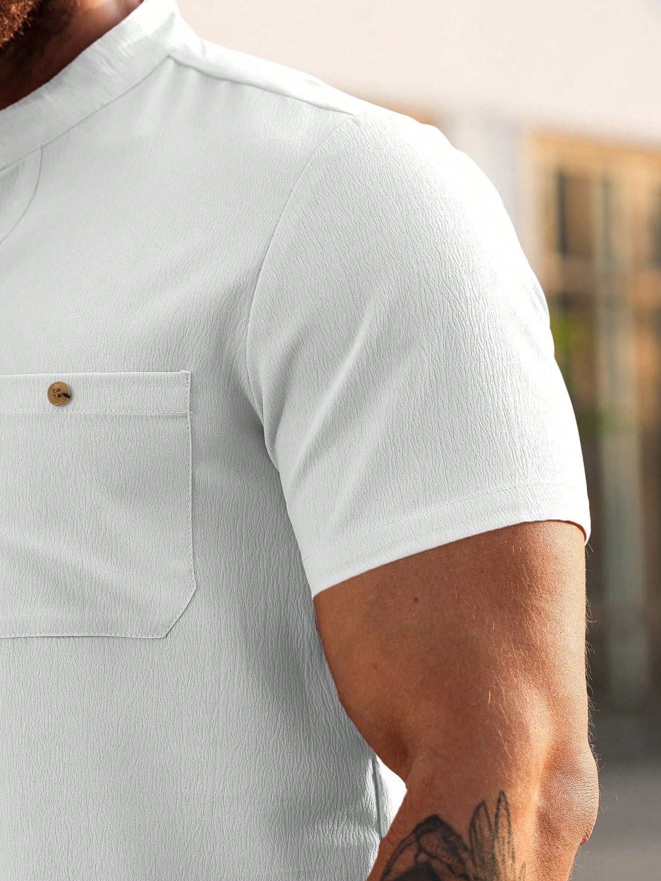 Conjunto Masculino Camisa Com Bolso E Shorts Estilo Casual Conjunto Masculino Camisa Com Bolso E Shorts Estilo Casual