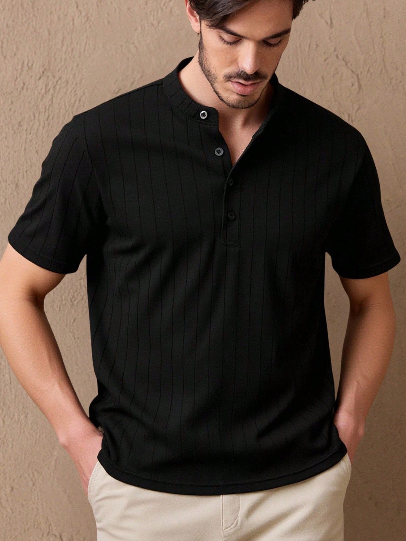 Camisa Masculina Slim Gola Padre Textura Elegante Camisa Masculina Slim Gola Padre Textura Elegante