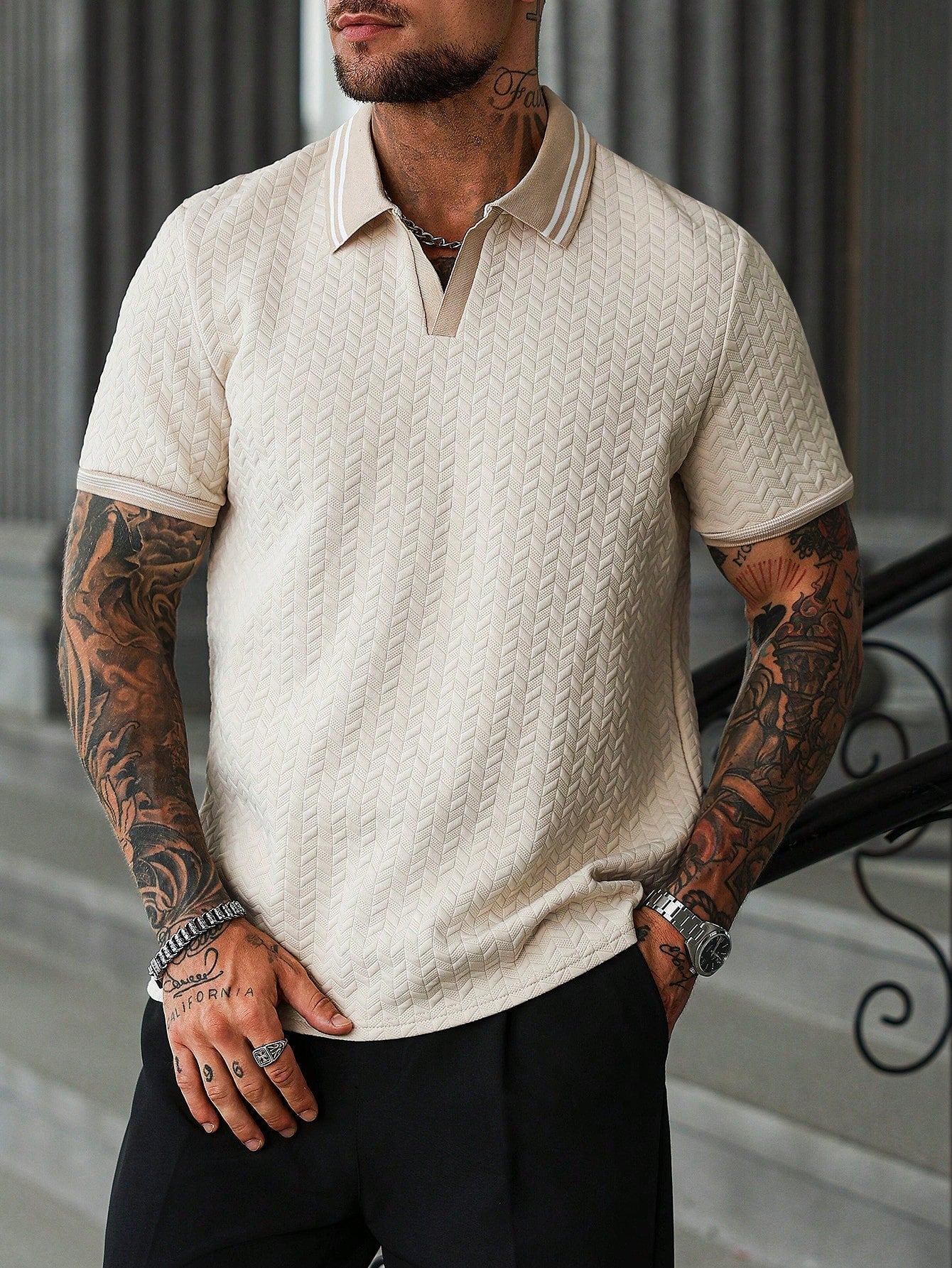 Camisa Polo Masculina Em Blocos Textura De Alta Classe Camisa Polo Masculina Em Blocos Textura De Alta Classe