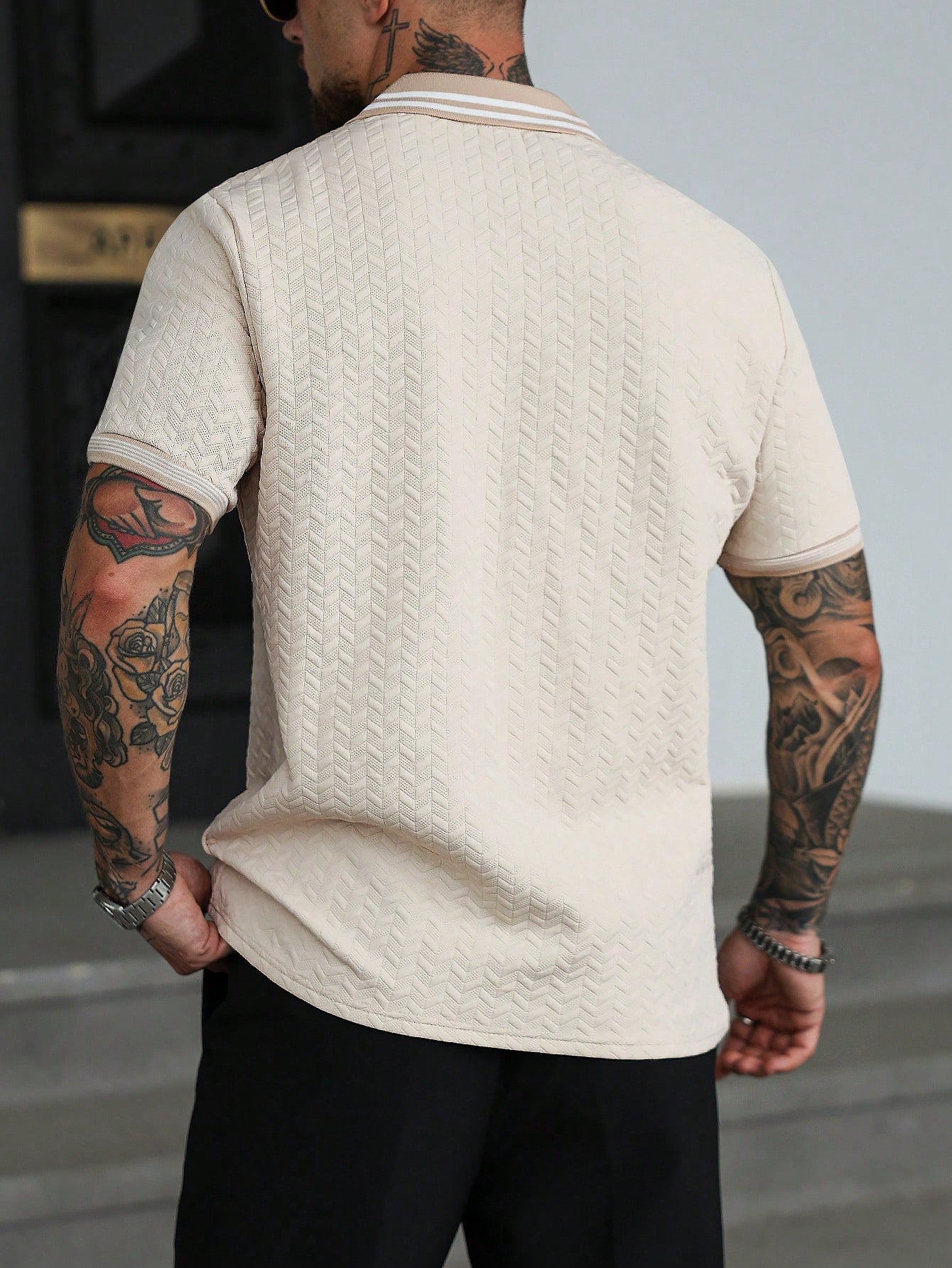 Camisa Polo Masculina Em Blocos Textura De Alta Classe Camisa Polo Masculina Em Blocos Textura De Alta Classe