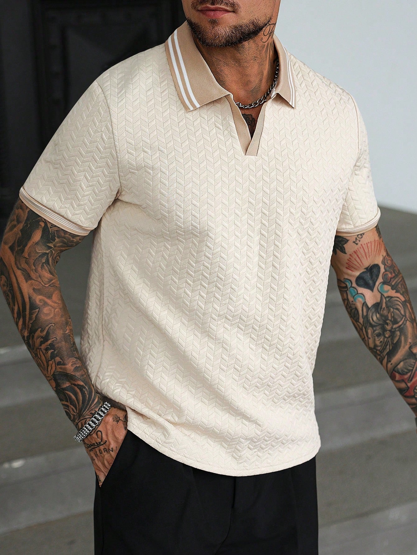 Camisa Polo Masculina Em Blocos Textura De Alta Classe Camisa Polo Masculina Em Blocos Textura De Alta Classe