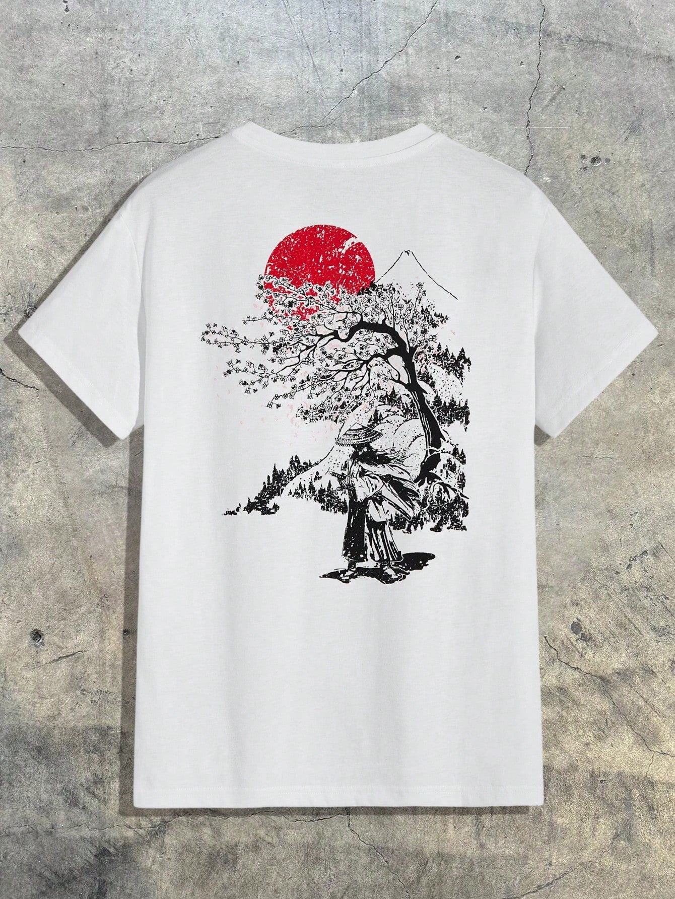 Camiseta Masculina Oversized Estampa Arte Japonesa Branco / PP Camiseta Masculina Oversized Estampa Arte Japonesa