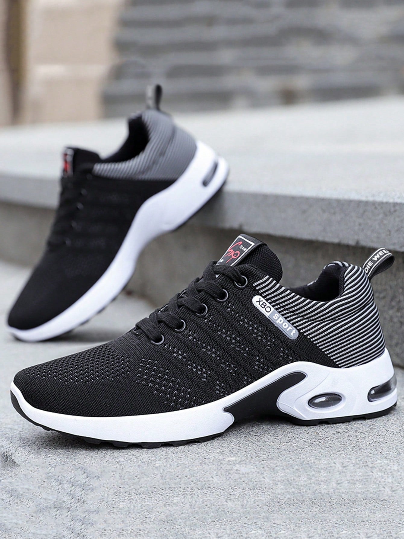 Tênis Masculino Color Blocking Knit Air Cushion Respirável Amortecimento Tênis Masculino Color Blocking Knit Air