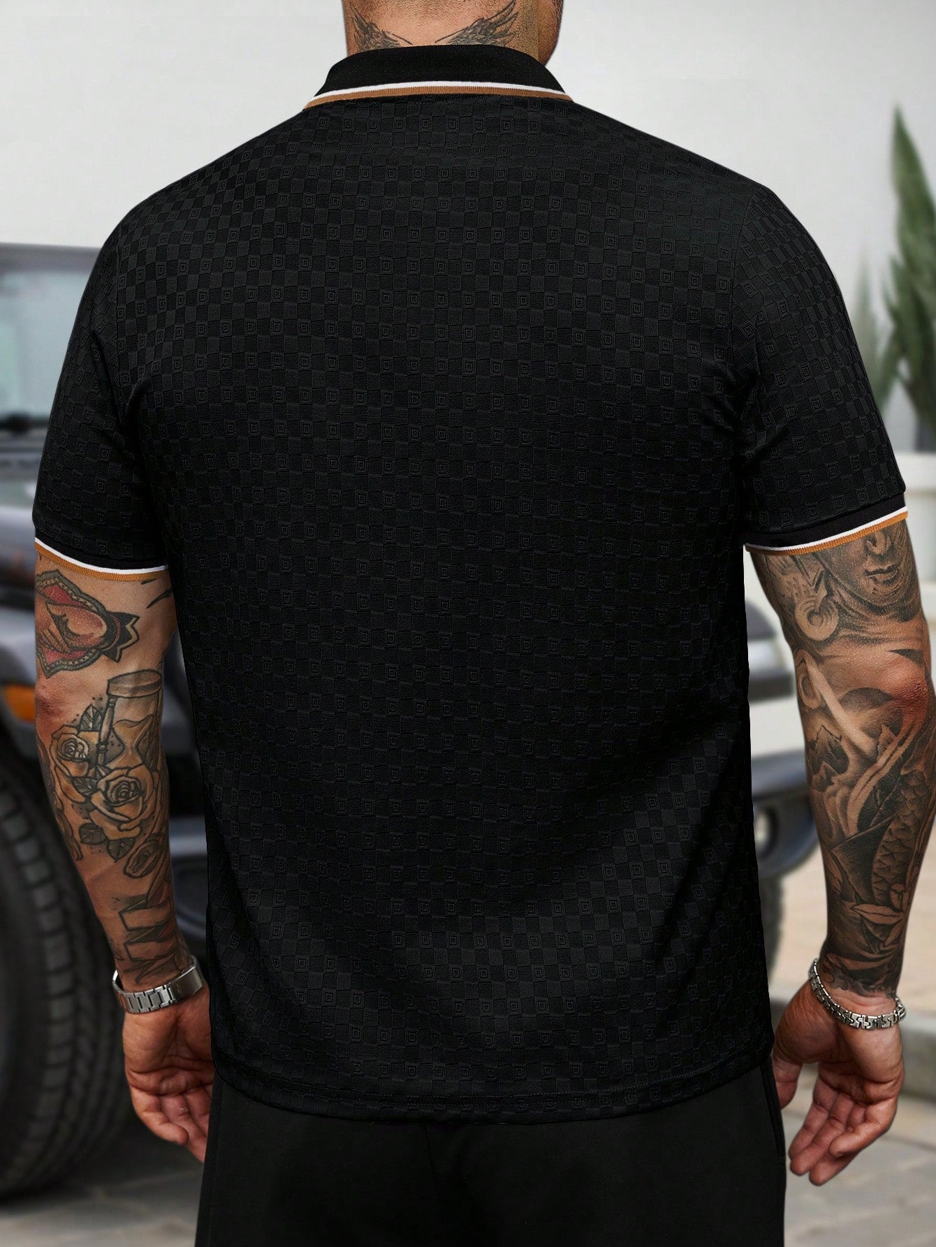 Camisa Polo Masculina Casual Detalhe Color Block Botões Camisa Polo Masculina Casual Detalhe Color Block Botões