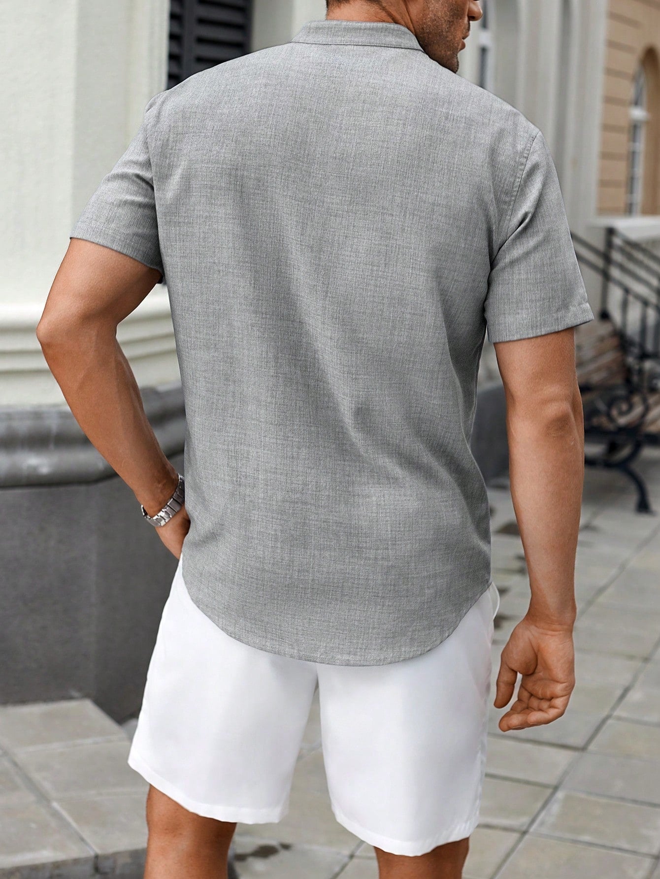 Conjunto Masculino Camisa Manga Curta E Shorts Com Bolso Conjunto Masculino Camisa Manga Curta E Shorts Com Bolso