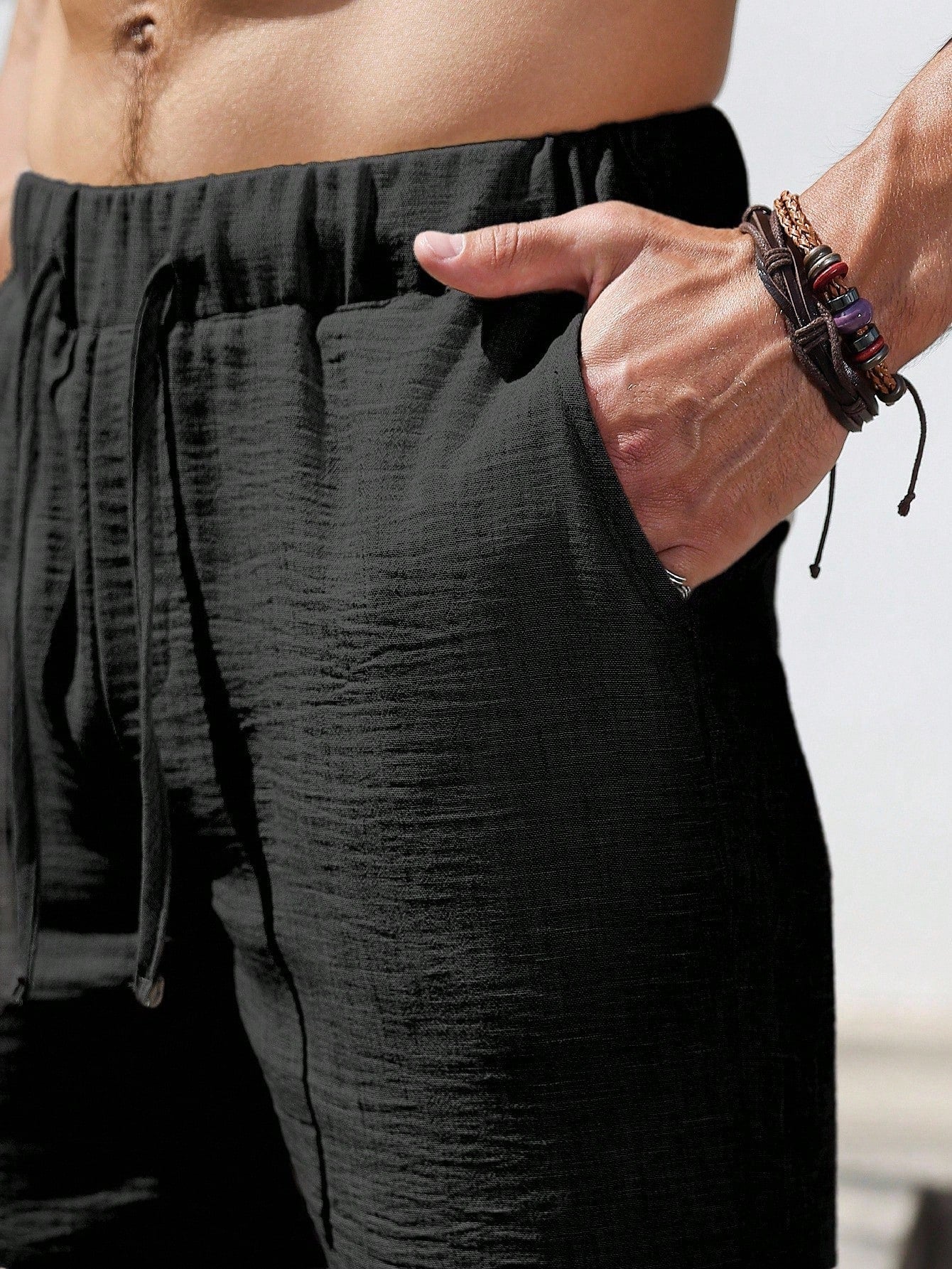 Shorts Masculino Casual Com Tecido Leve E Cós Ajustável Shorts Masculino Casual Com Tecido Leve E Cós Ajustável