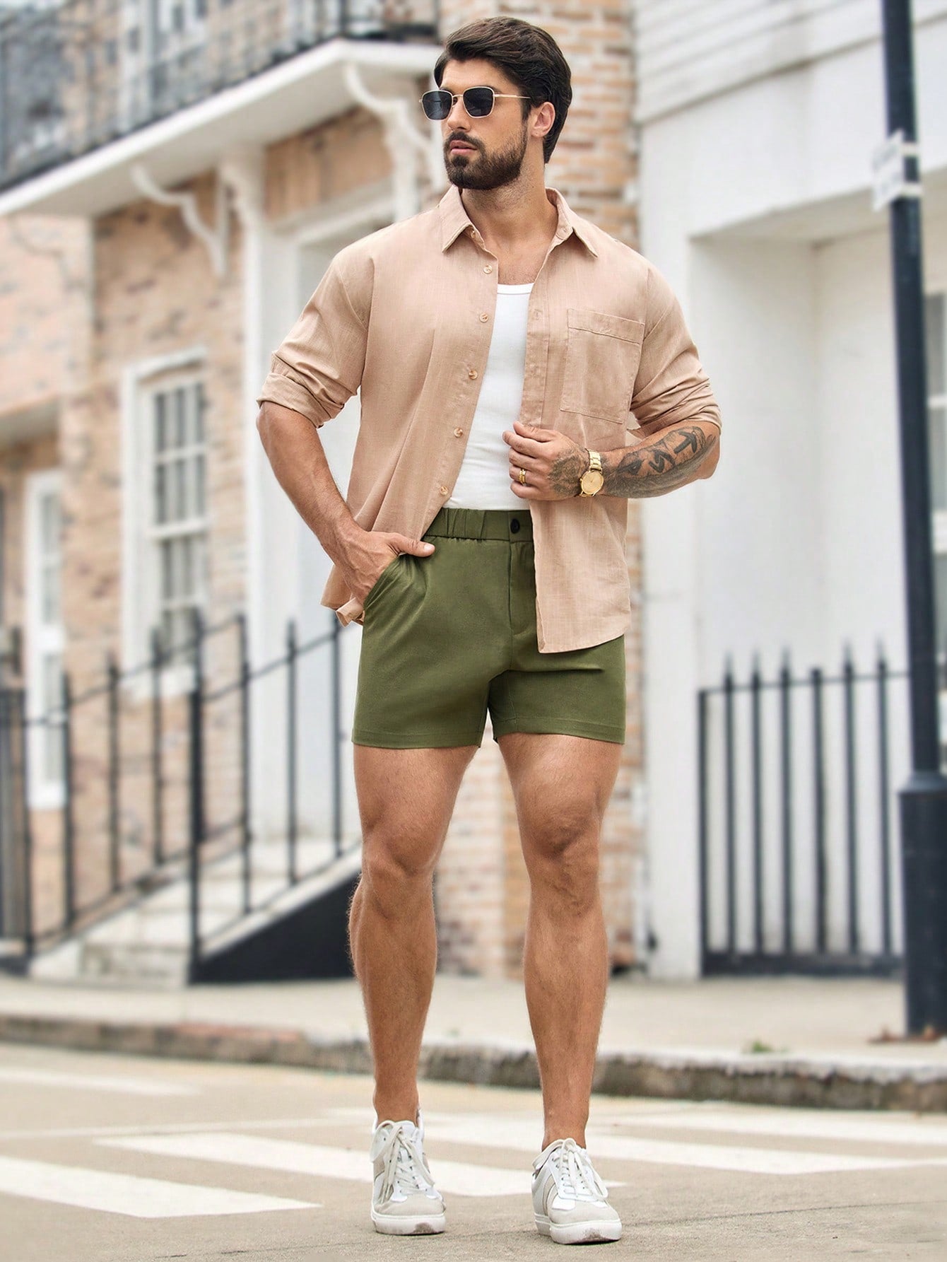 Shorts Masculino Woven Casual Com Cós Médio E Caimento Reto Shorts Masculino Woven Casual Com Cós Médio E Caimento Reto