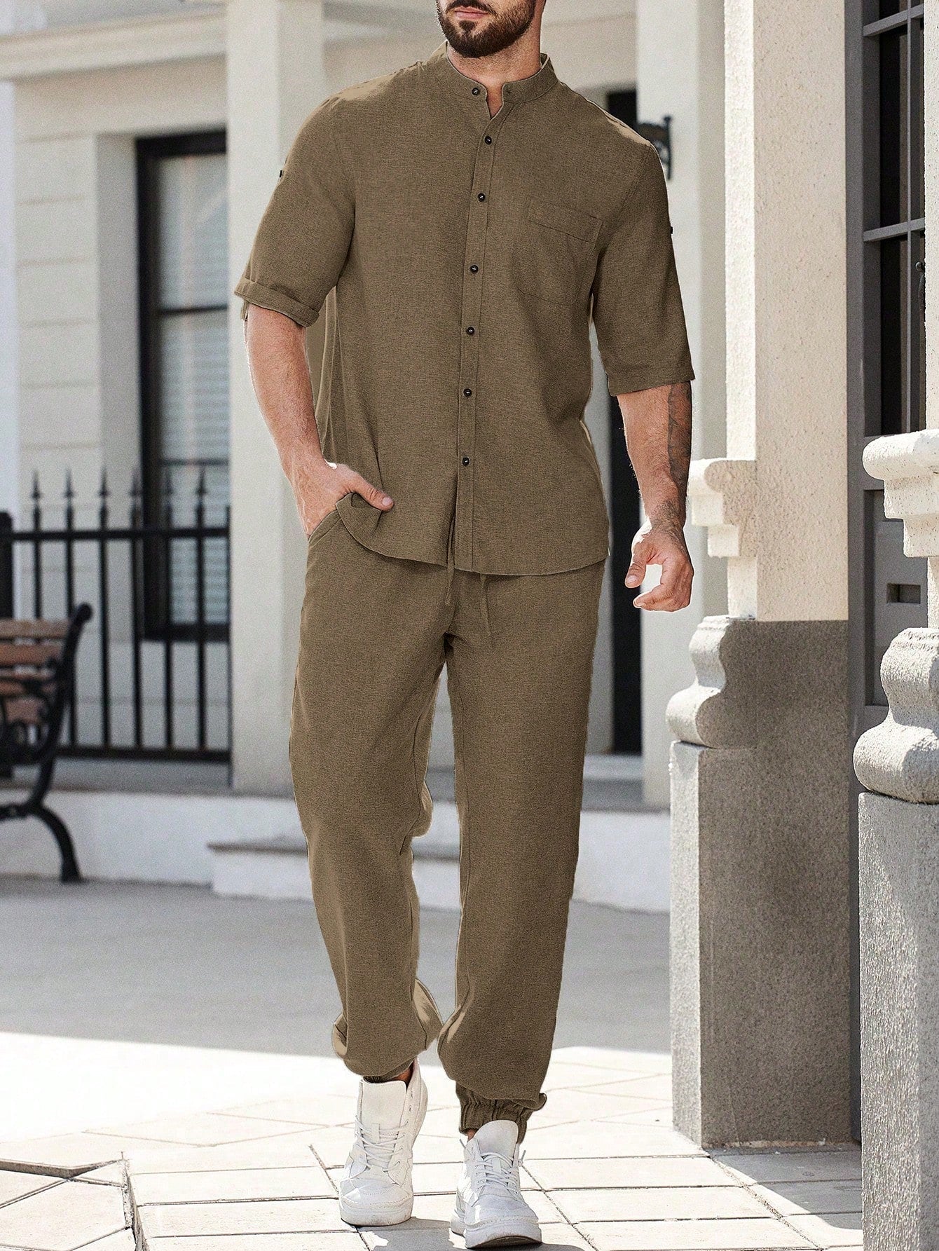 Conjunto Masculino Camisa Oversized E Calça Casual Minimalista Conjunto Masculino Camisa Oversized E Calça Casual