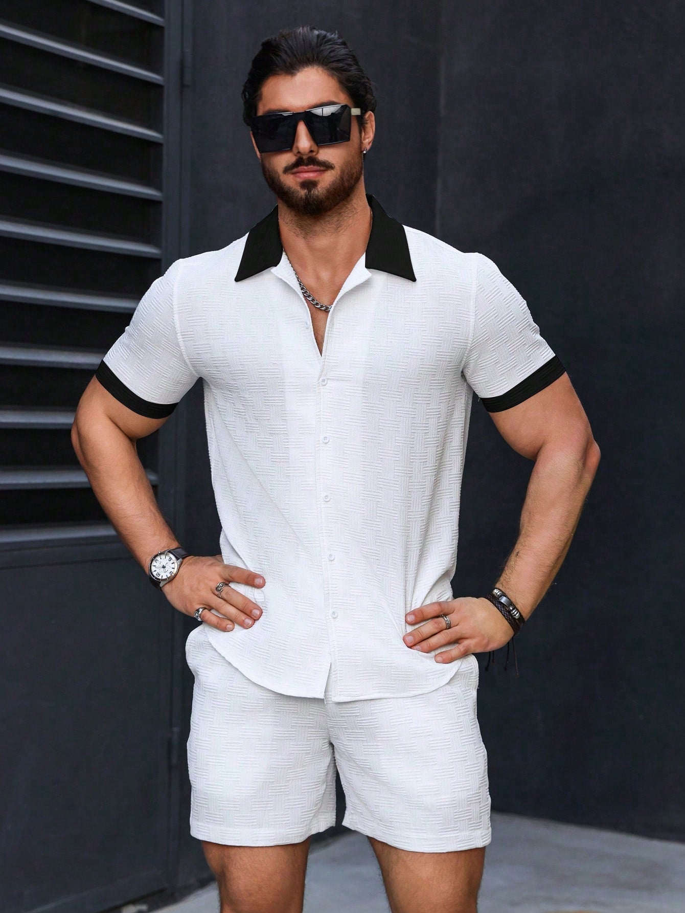 Conjunto Masculino Camisa Casual E Bermuda Tradicional Conjunto Masculino Camisa Casual E Bermuda Tradicional